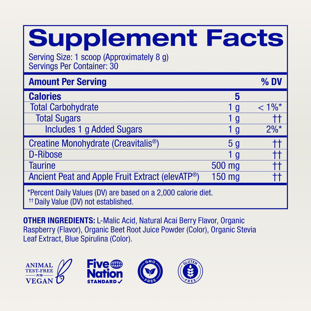 Ora Organic Creatine Monohydrate Powder - German-Sourced Creavitalis for Strength, elevATP for Energy, D-Ribose & Taurine for Recovery - Creatine for Women & Men - Acai Berry Flavor, 30 Servings Ora Organic Au supplements