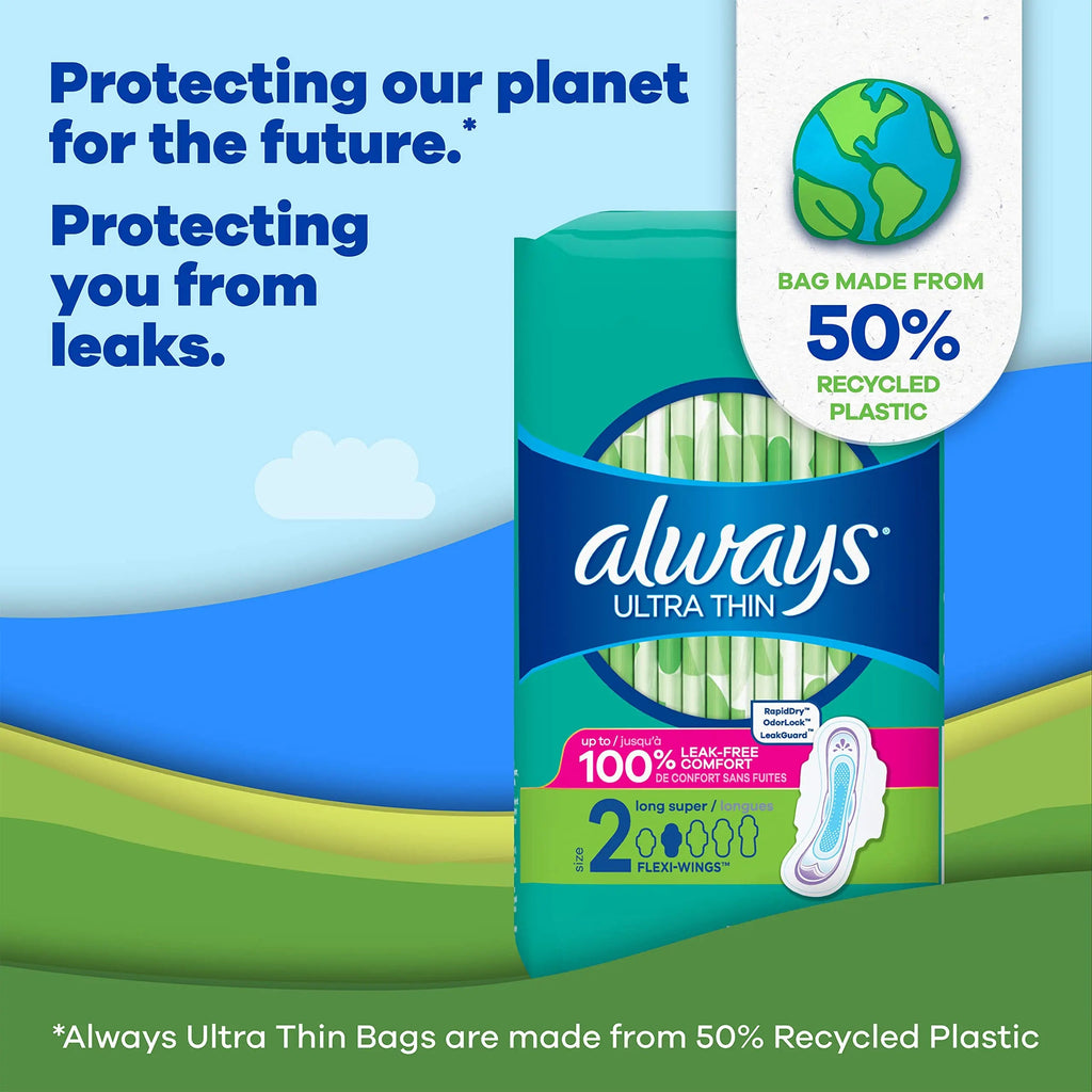 Always Ultra Thin Feminine Pads For Women, Size 2 Long Super Absorbenc Always Au supplements