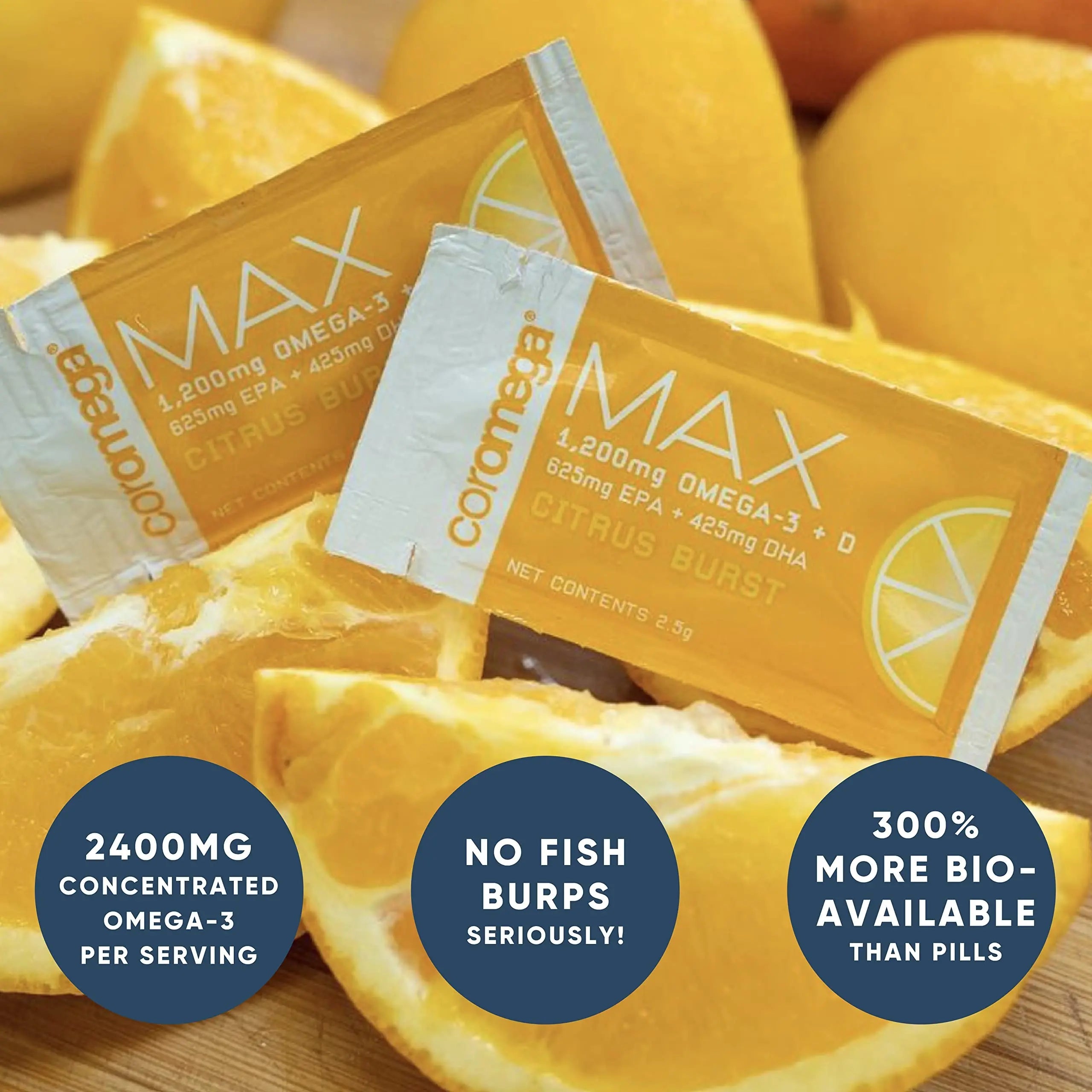 Coromega MAX High Concentrate Omega 3 Fish Oil, 2400mg Omega-3s with 3X Better Coromega Au supplements