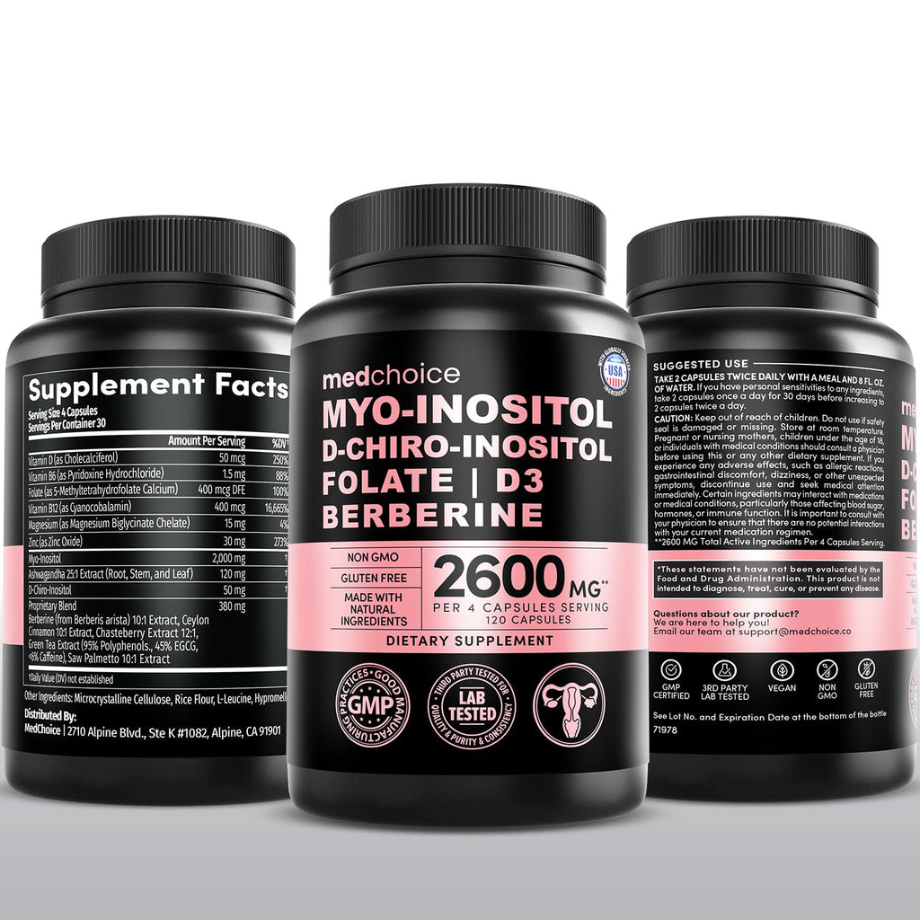14-in-1 Women’s Inositol Complex Supplement – 40:1 Myo & D-Chiro Inositol with Folate, Vitamin D3, Zinc, Magnesium & Botanicals for Hormone