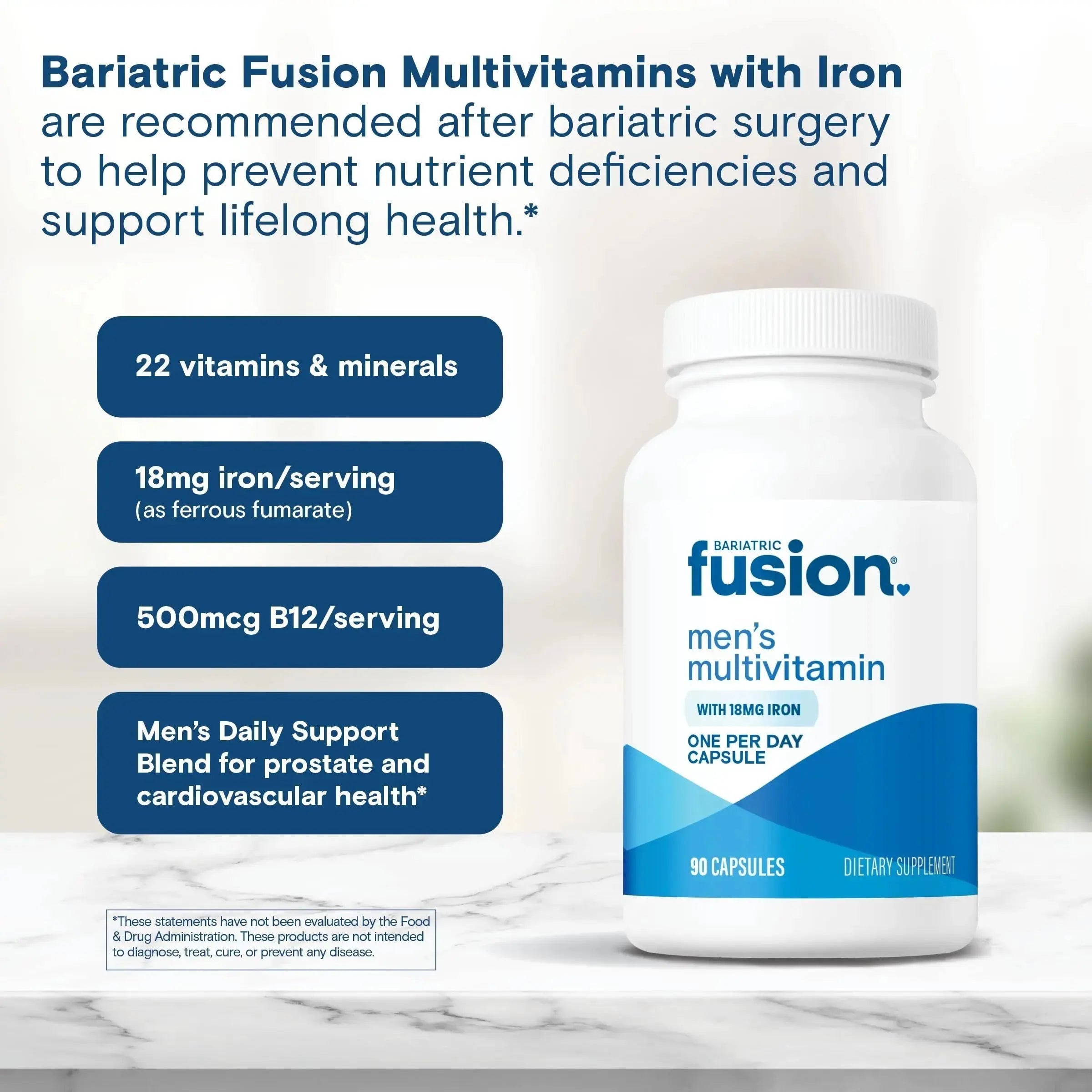 Bariatric Fusion One Per Day Bariatric Multivitamin with Iron for Men | with Prostate and Heart Support Vitamins* | Bariatric Fusion Au supplements