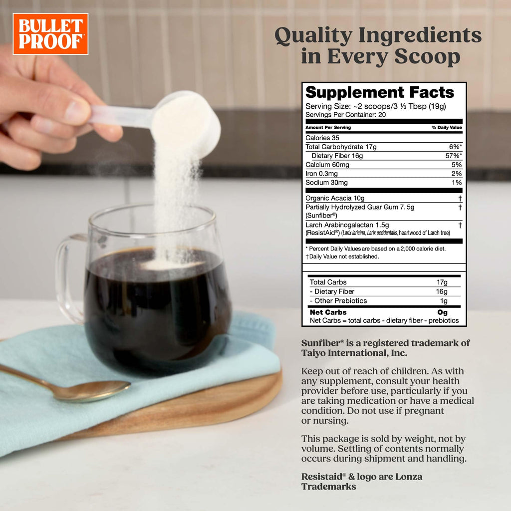 Bulletproof Innerfuel Prebiotic Fiber Powder, Unflavored, 16g Fiber, Plant-Sourced, Non-GMO & Third-Party Tested