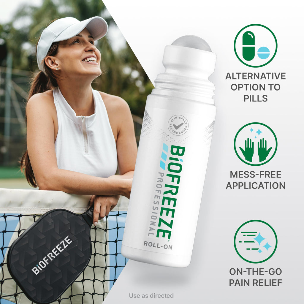 Biofreeze Professional Pain Relief Roll On, Travel Size Arthritis Discomfort Reliever, Fast Acting & Long Lasting Formula, Cooling Menthol Gel 3 Fl Oz (Pack of 3) Biofreeze Au supplements