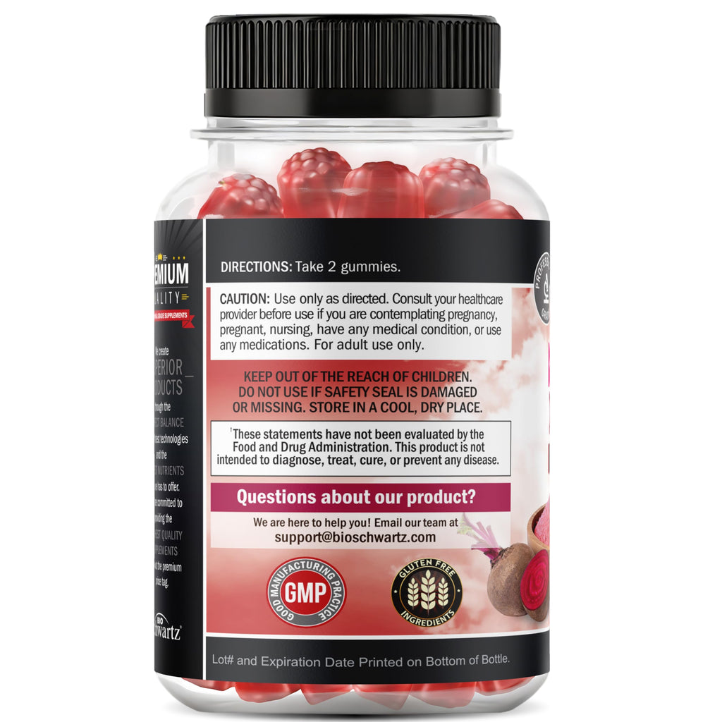 Sugar Free Beet Root Gummies - Nitric Oxide Gummies Infused with Coconut Oil for Highest Absorption - Supports Energy & Whole Body Health