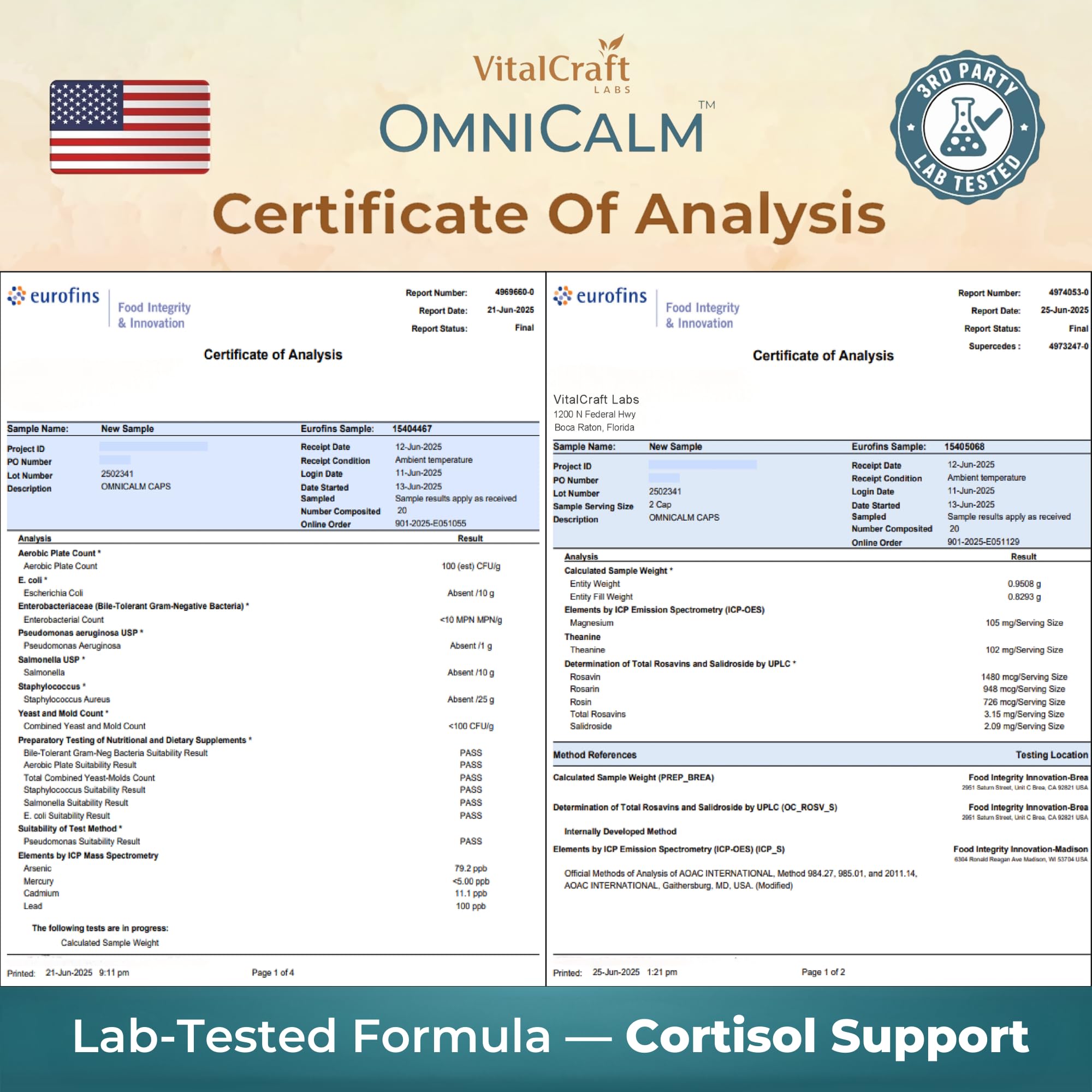 VITALCRAFT LABS OmniCalm Cortisol Supplements for Women & Men | Stress Relief & Sleep Support with Magnesium & Ashwagandha, L Theanine | 14-in-1 Cortisol Reducer, Manager, Detox – USA VITALCRAFT LABS Au supplements