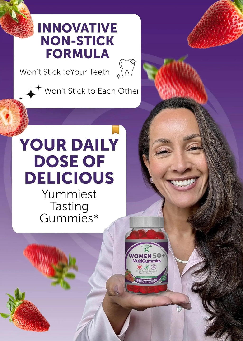 Lunakai USA Made 50 Plus Women's Multivitamin Gummies - Delicious Formula Enhanced with Essential Vitamins Lunakai Au supplements