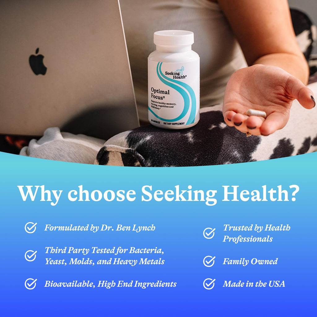 Seeking Health Optimal Focus, Stimulant-Free and Caffeine-Free Nootropic Support for Memory and Focus, with Choline, DHA from Algae, American Ginseng, Vegan and Vegetarian (60 Capsules) Seeking Health Au supplements