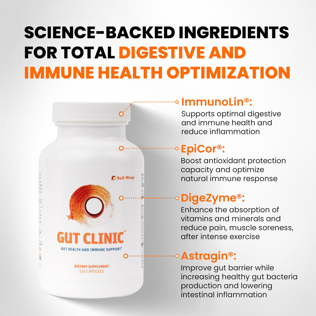 SaltWrap Gut Clinic Postbiotics - Gut Health, Complete Gut Repair, Barrier & Immune Support - Helps Bloating, Gas & Indigestion - 90 Capsules SaltWrap Au supplements