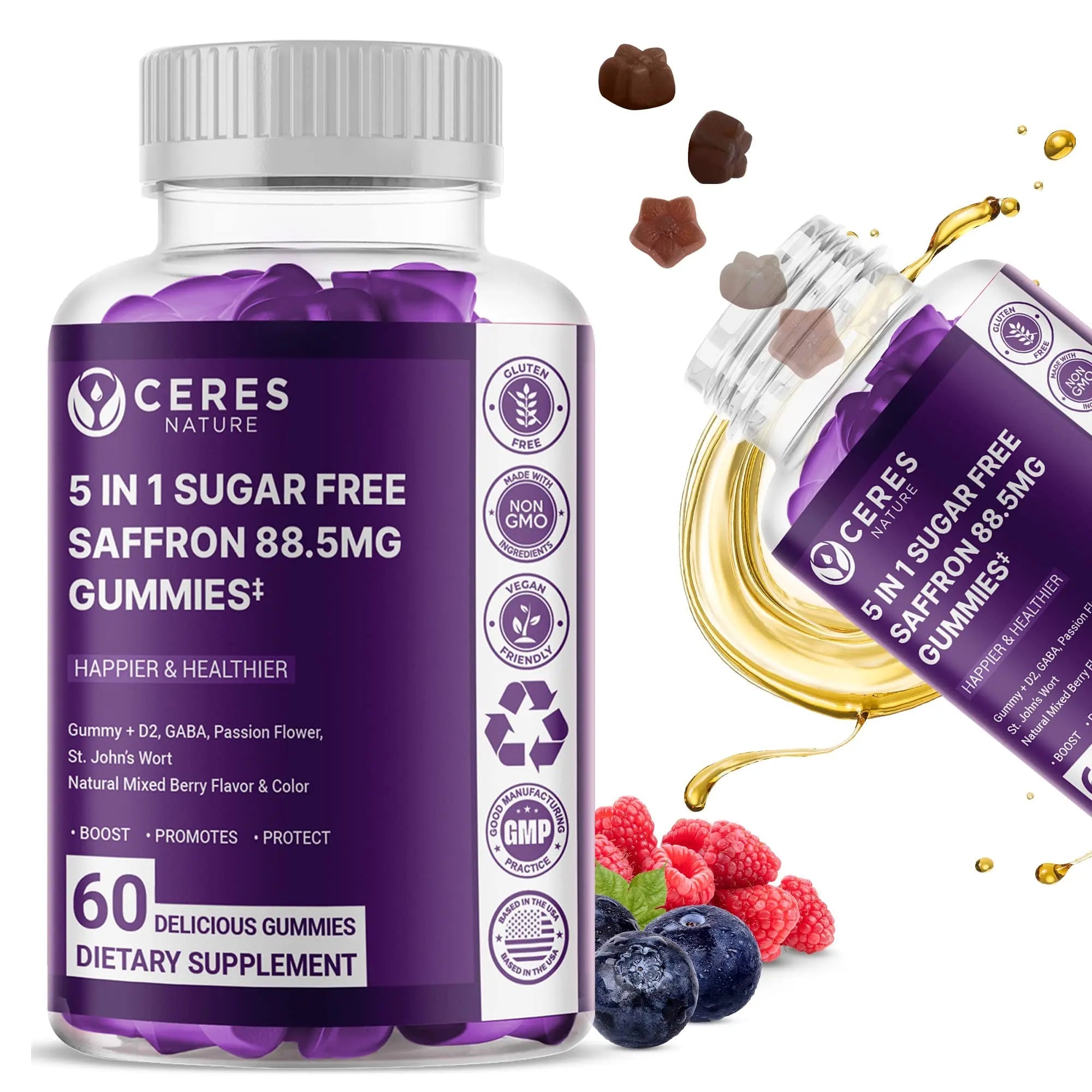 Premium Saffron Extract 88.5mg** Gummy - Appetite Control, Eye Support, Boost Energy Ceres Nature Au supplements