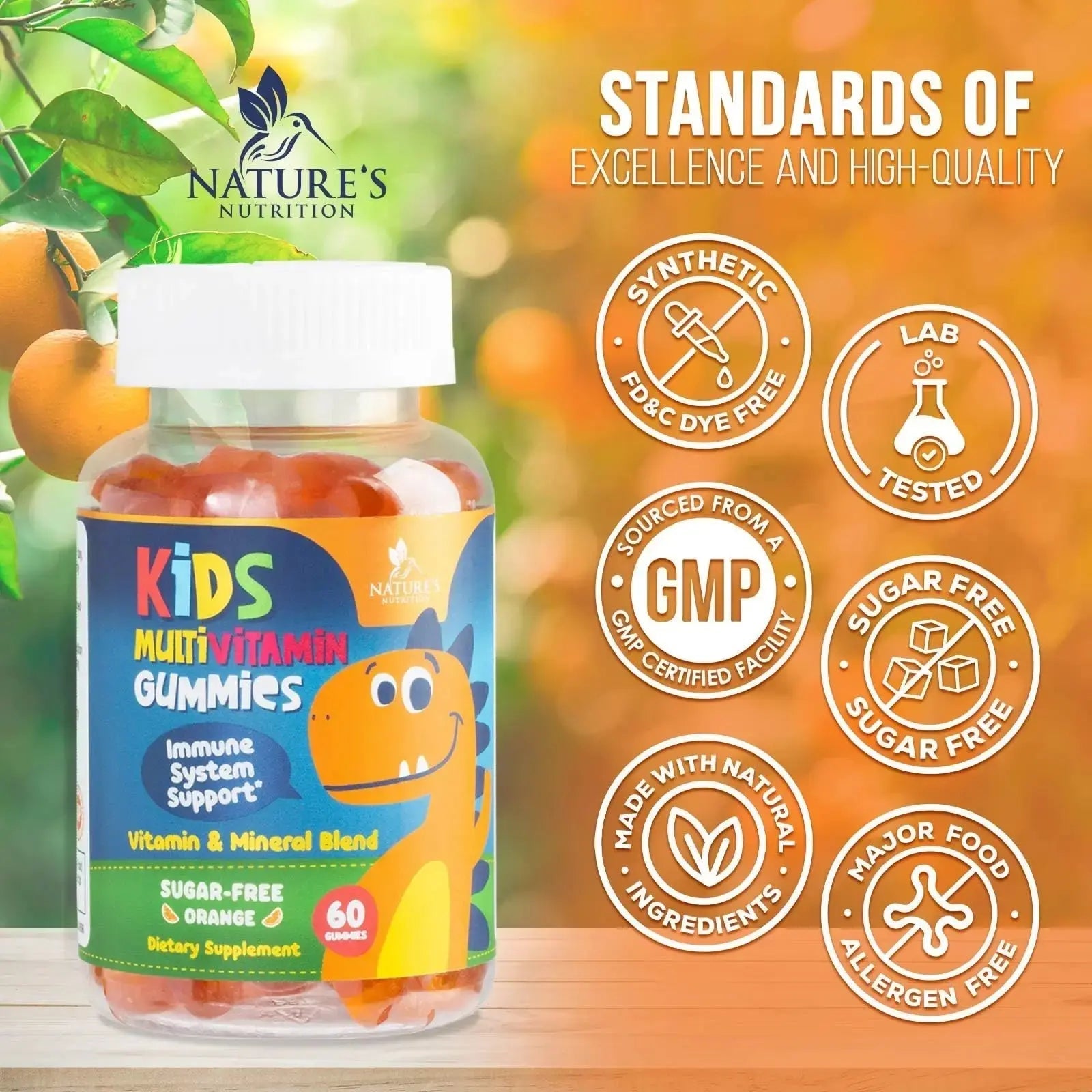 Kids Multivitamin Gummies - Improved Sugar-Free Formula - 100% Daily Folate, Kids Vitamins with Essential Vitamins A, C, D3, E, B6, B12 Nature's Nutrition Au supplements