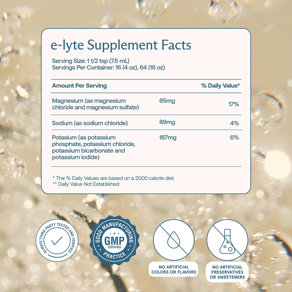 BodyBio e-lyte - Liquid Electrolyte Concentrate for Clean Hydration, Energy & Cramp Relief - No Sugar, No Artificial Flavors, No Fillers, Keto Friendly