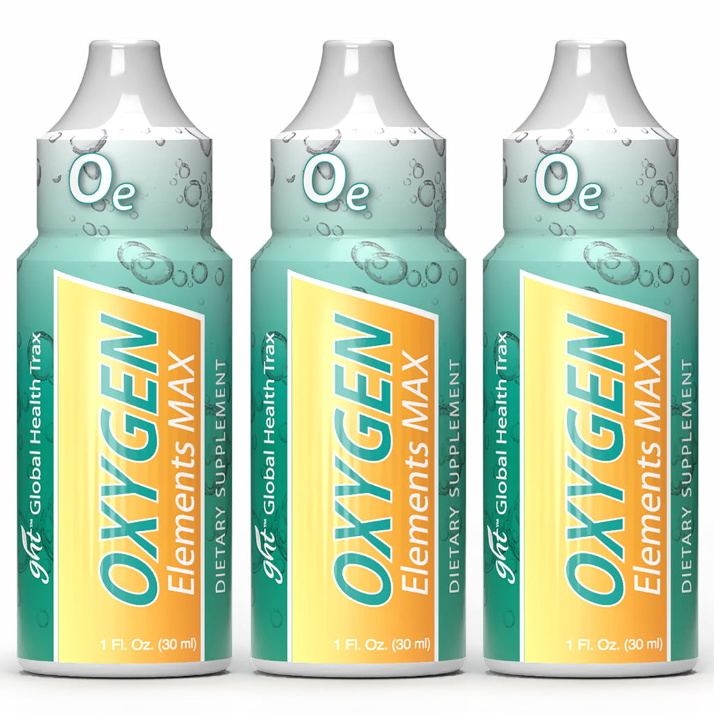 GHT Oxygen Elements Max Liquid Oxygen Drops in 1 Ounce Bottle, Portable Supplement - Bolster Endurance and Stamina, Cleanse Cells (3 Pack) ght Global Health Trax Au supplements