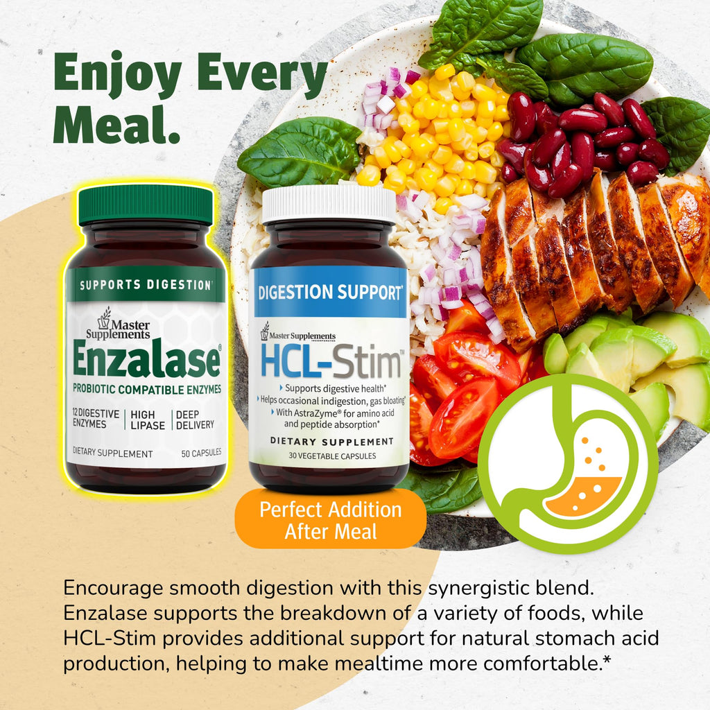 Master Supplements Enzalase - 50 Capsules, Pack of 3 - Probiotic Compatible Enzymes - Provides Digestive Boost + Gas & Bloating Relief - Gluten Free - 150 Total Servings ENZALASE Au supplements