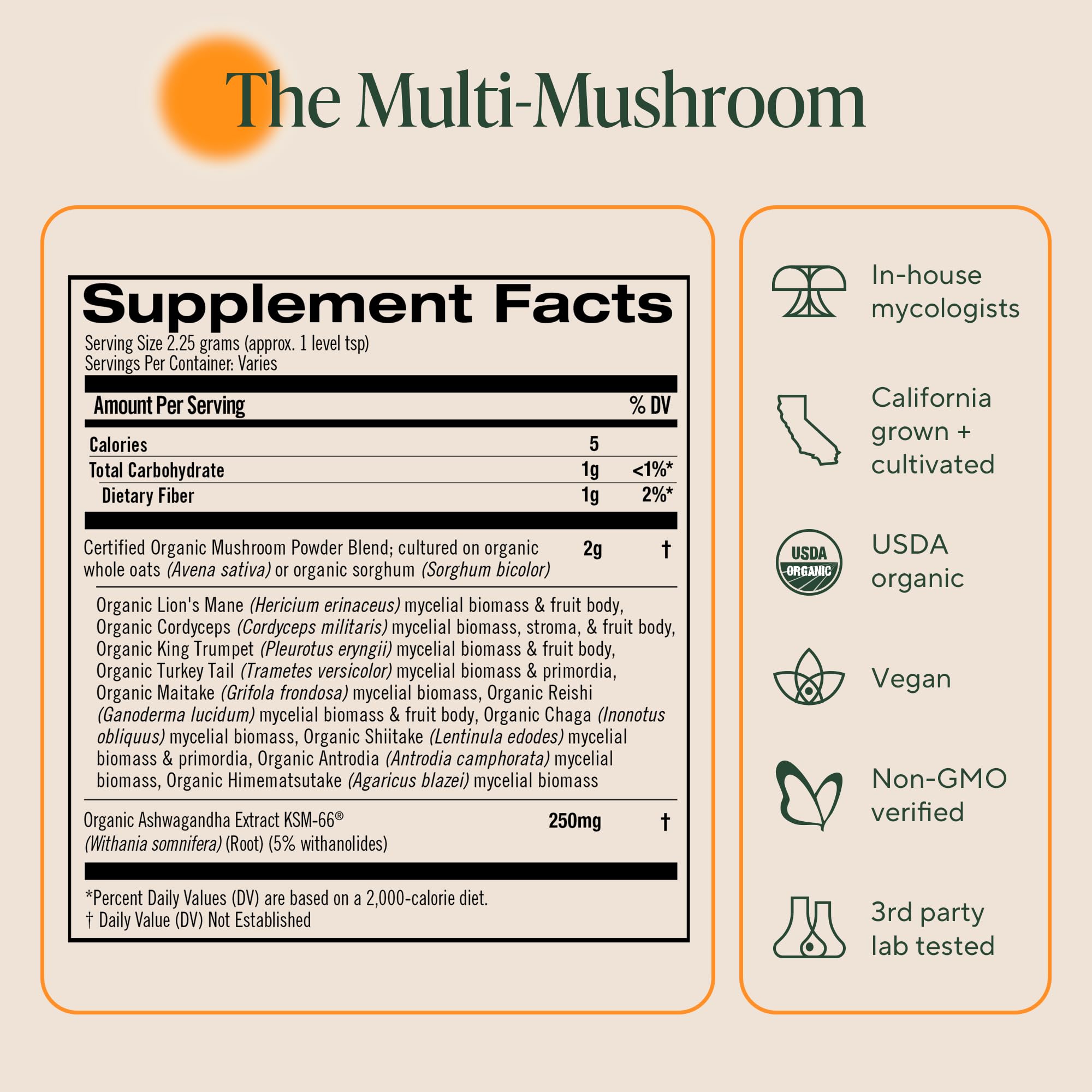 Om Master Blend Mushroom Powder – Organic Mushroom Supplement with 10 Mushrooms and Ashwagandha - Support Immunity, Gut Health & Stress Relief,