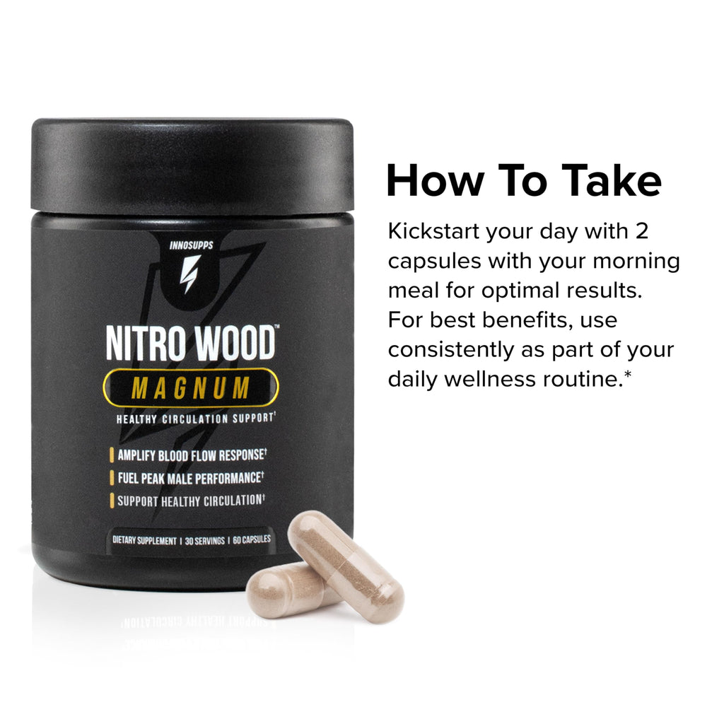 InnoSupps Nitro Wood Magnum – Nitric Oxide Booster for Men – Supports Blood Flow, Circulation & Male Performance – Stamina, Endurance & Size Support – 60 Veg Capsules