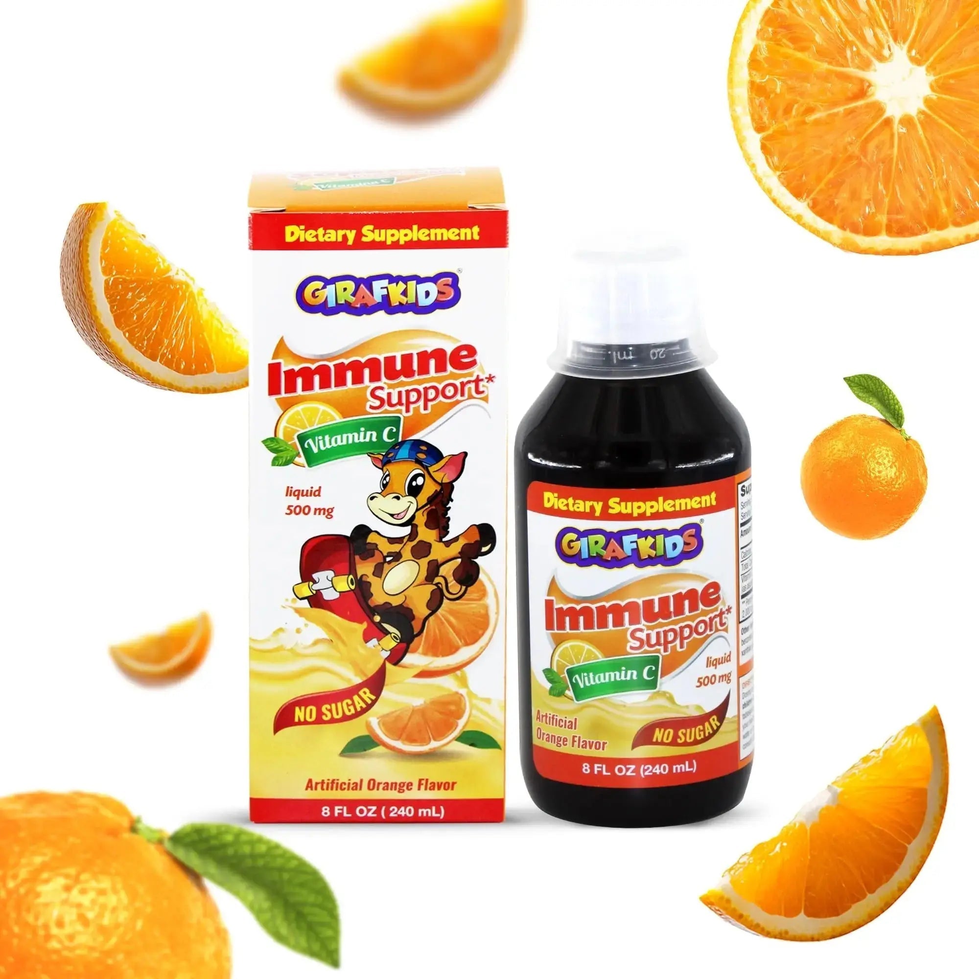 GirafKids Multivitamin Syrup + Liquid Vitamin C Bundle for Kids Ages 4+ | Omega-3, Beta Glucan, Folic Acid & Antioxidant Support | Peach & Orange Flavors PHARMADEL Au supplements
