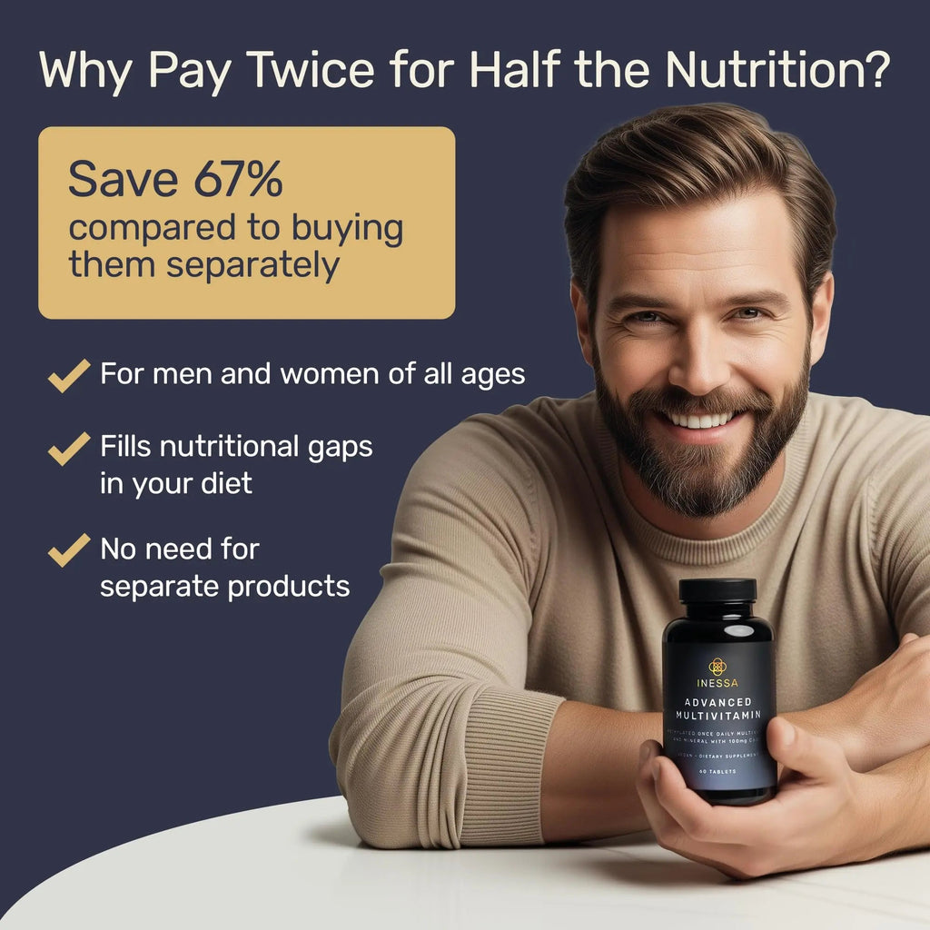 Inessa Methylated Multivitamin for Men and Women - Advanced Natural Daily Mens Multivitamins with CoQ10 100mg, Vitamins D3, K2, A, B Complex Vitamins Inessa Au supplements
