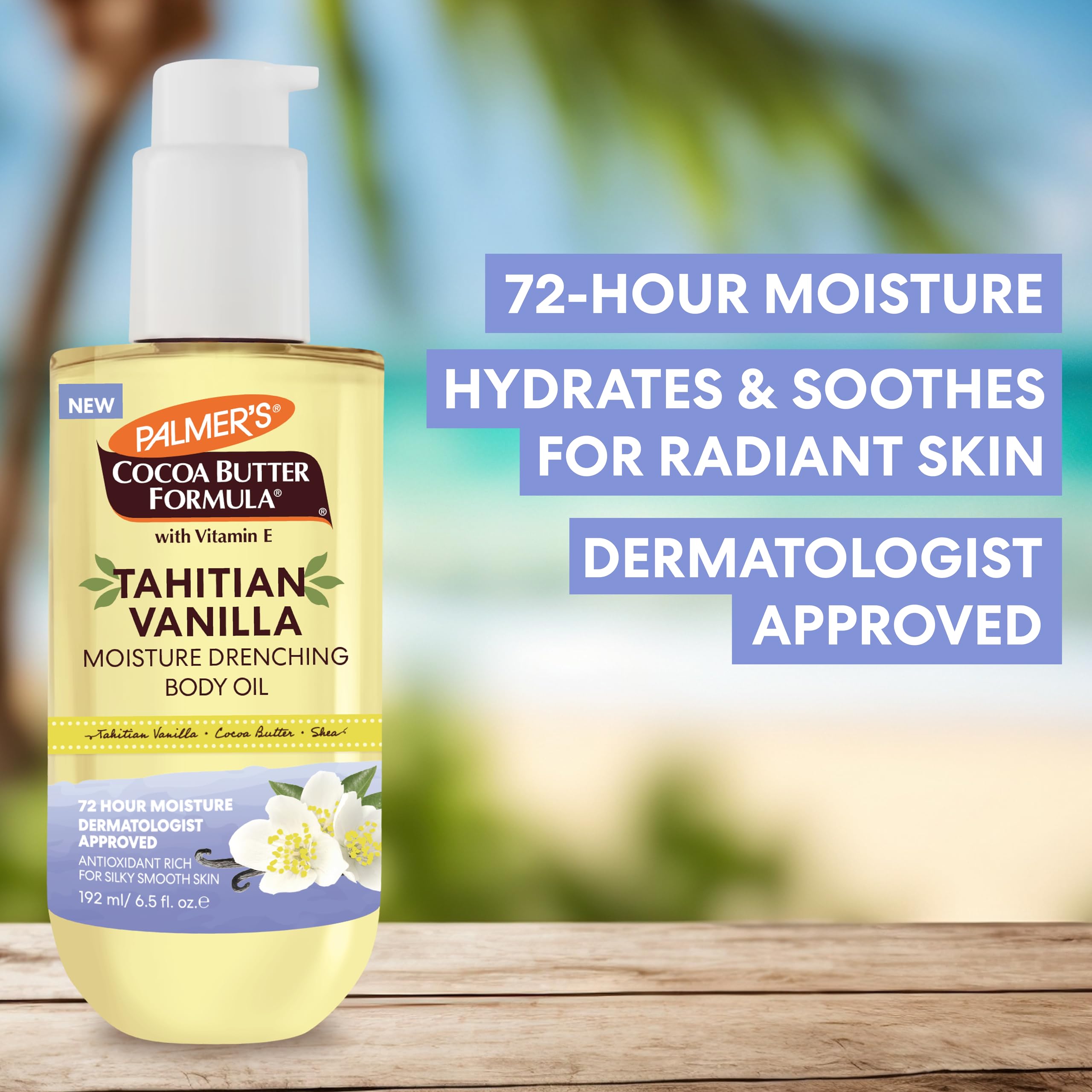 Palmer's Cocoa Butter Formula Body Oil, Moisture Drenching Tahitian Vanilla, 6.5 Oz, 72Hr Hydration with Shea Butter & Vitamin E for Softer Skin