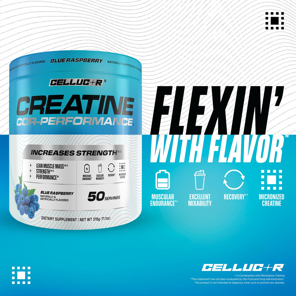 Cellucor Creatine Powder, Blue Raspberry Flavor - Increases Strength, Lean Muscle Mass & Endurance, Micronized Creatine for Fast Absorption