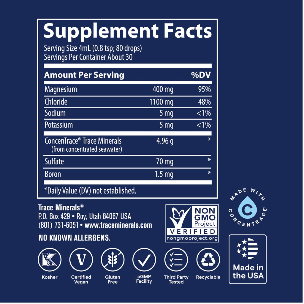 Trace Minerals Ionic Magnesium - Liquid Ionic Magnesium to Support Immune, Brain & Heart Health - Supplement to Aid Energy & Vitality
