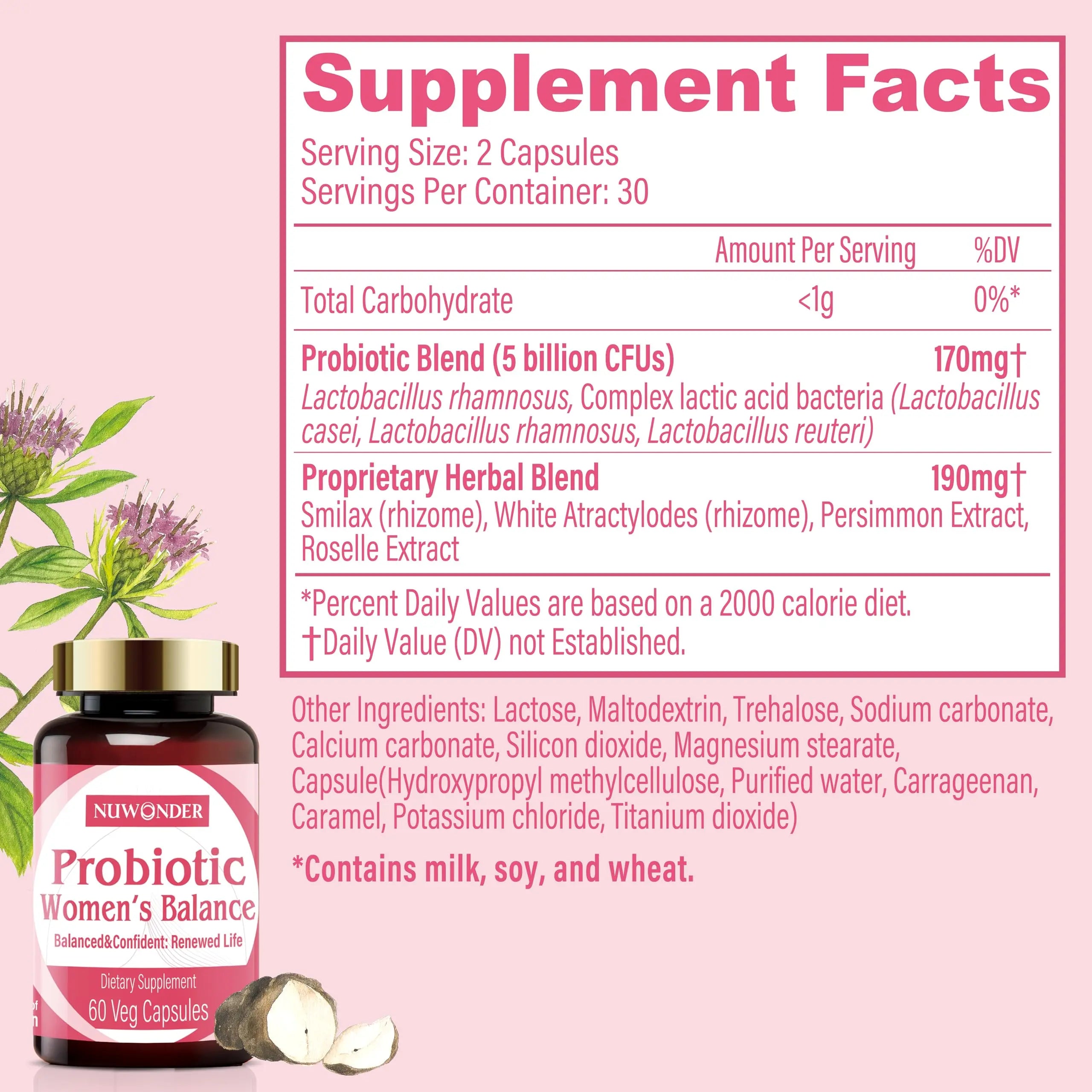 NUWONDER Women's probiotic - Natural Vaginal Support Supplement, Balanced & Confident NUWONDER Au supplements