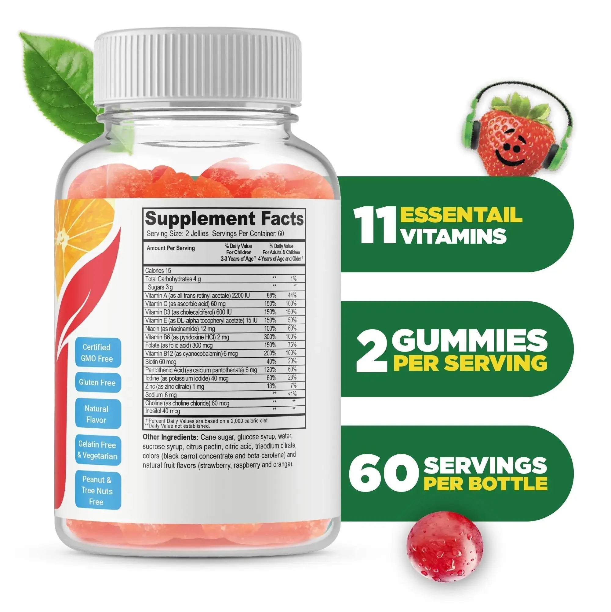 Doctors Finest Multivitamin Gummies for Kids - Vegetarian, GMO-Free & Gluten Free - Great Tasting Fruit Flavors Pectin Chews - 120 Jellies Doctors Orders Au supplements