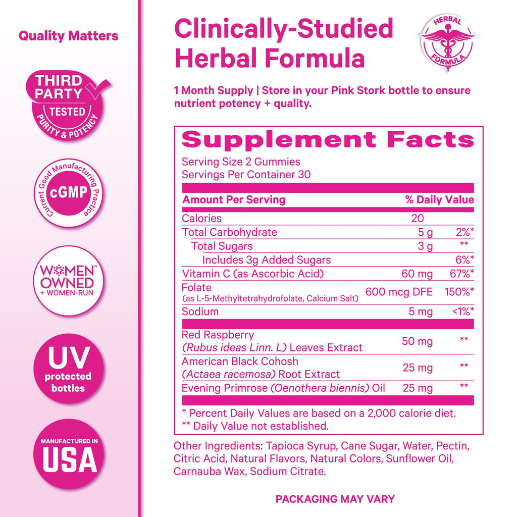 Pink Stork Hormone Balance Gummies for Women – PMS, Menopause & Estrogen Support – Mood, Bloating, Hot Flashes & Energy – Red Raspberry Leaf, Black Cohosh, Primrose – 60 Vegan Gummies Pink Stork Au supplements