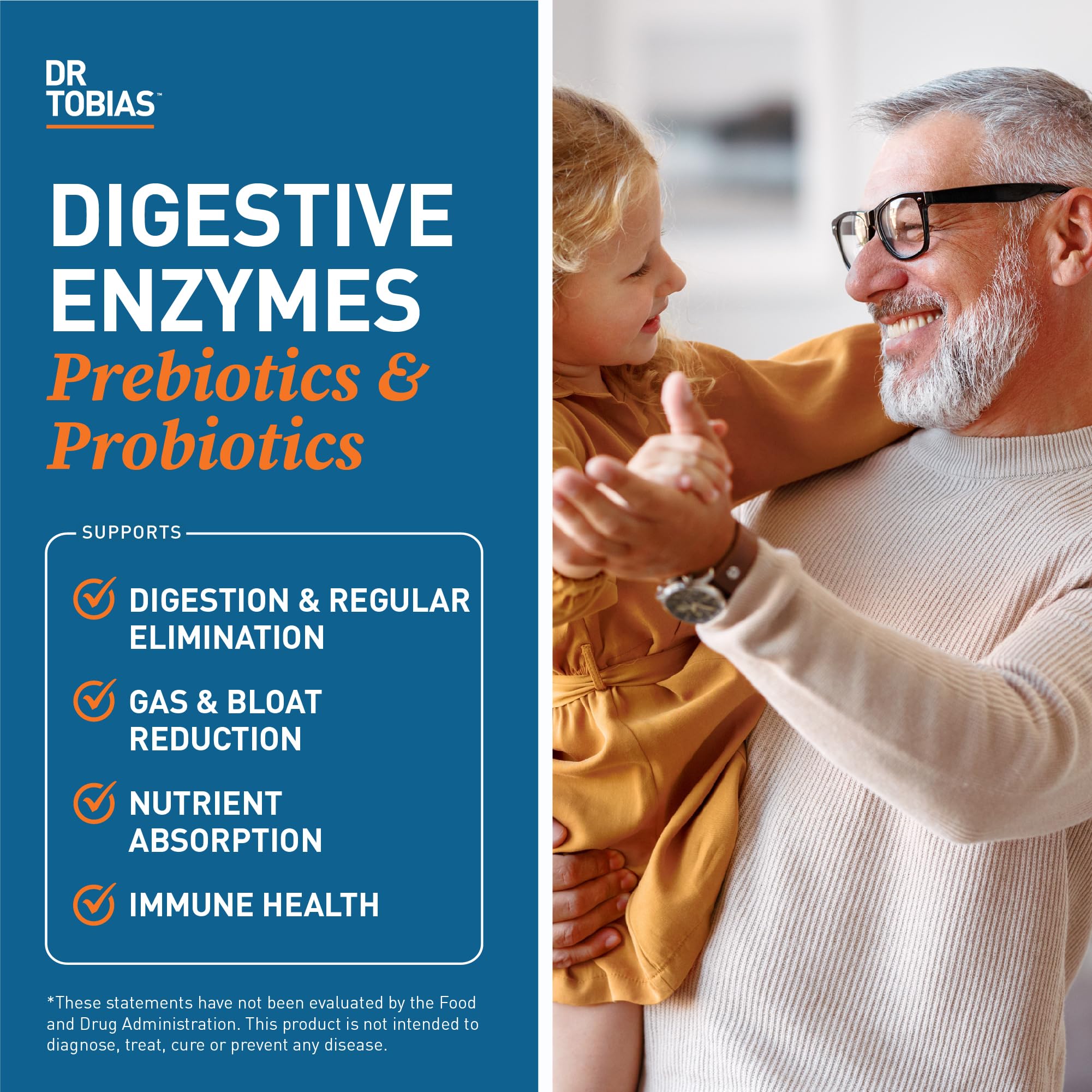 Dr. Tobias Digestive Enzymes with Probiotics, Prebiotics and Postbiotics Bromelain, Amylase, Lipase, for Better Digestion & Immune Function, 60 Capsules, 30 Servings (2 Daily) Dr. Tobias Au supplements