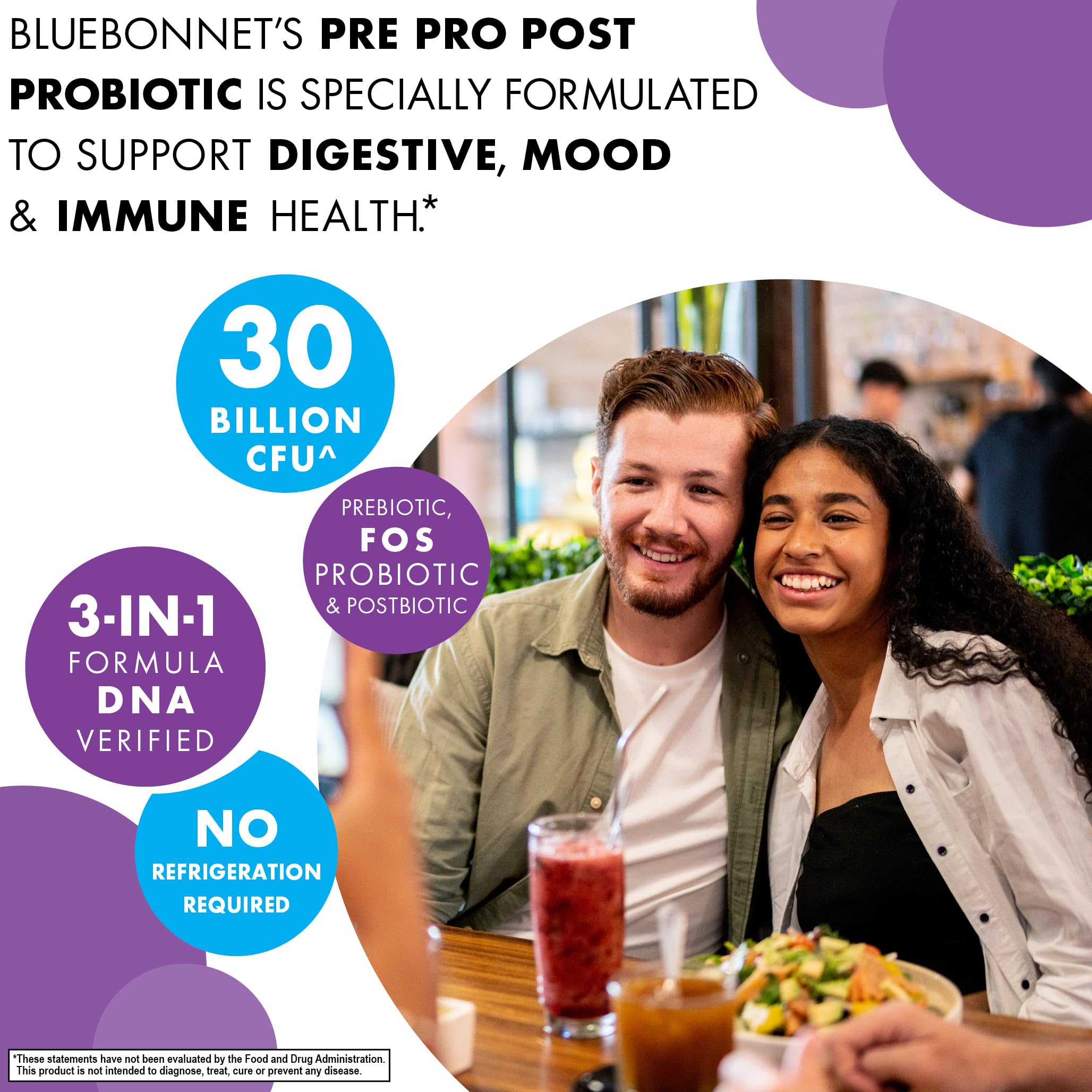 BlueBonnet Nutrition Pre Pro Post Probiotic 30 Billion CFU^ Shelf Stable – for Women & Men Digestion, Gut, Mood, Immune* - Free of Dairy, Gluten & Soy - Non-GMO - 30 Vegetable Capsules, 30 Servings BlueBonnet Au supplements