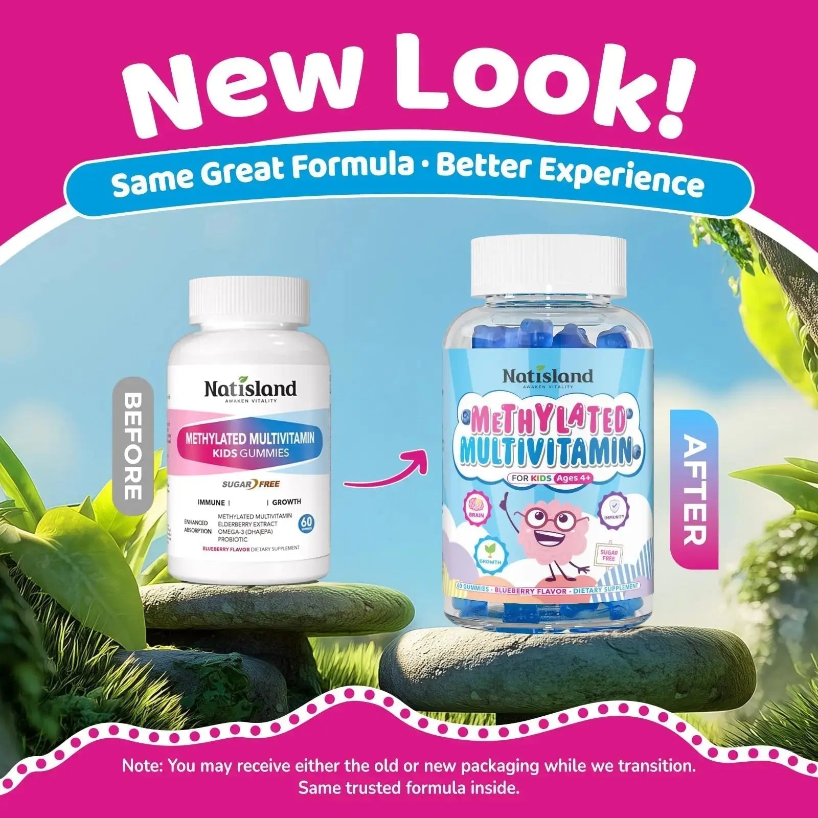 Kids Methylated Multivitamin - MTHFR Multivitamin for Kids & Teens 4+, L Methylfolate & B12, 13 Vitamins, Vegan Omega-3 NATISLAND Au supplements