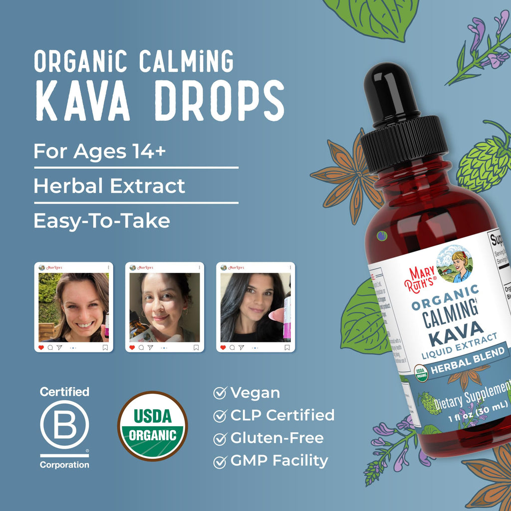 MaryRuth Organics, Herbal Supplement Drop, Calmness & Relaxation, Pack of 1, USDA Kava Root, Sugar/Gluten Free, Support Sleep, Calm & Stress Relief, Vegan, Non-GMO, 30 Servings MARYRUTH'S Au supplements