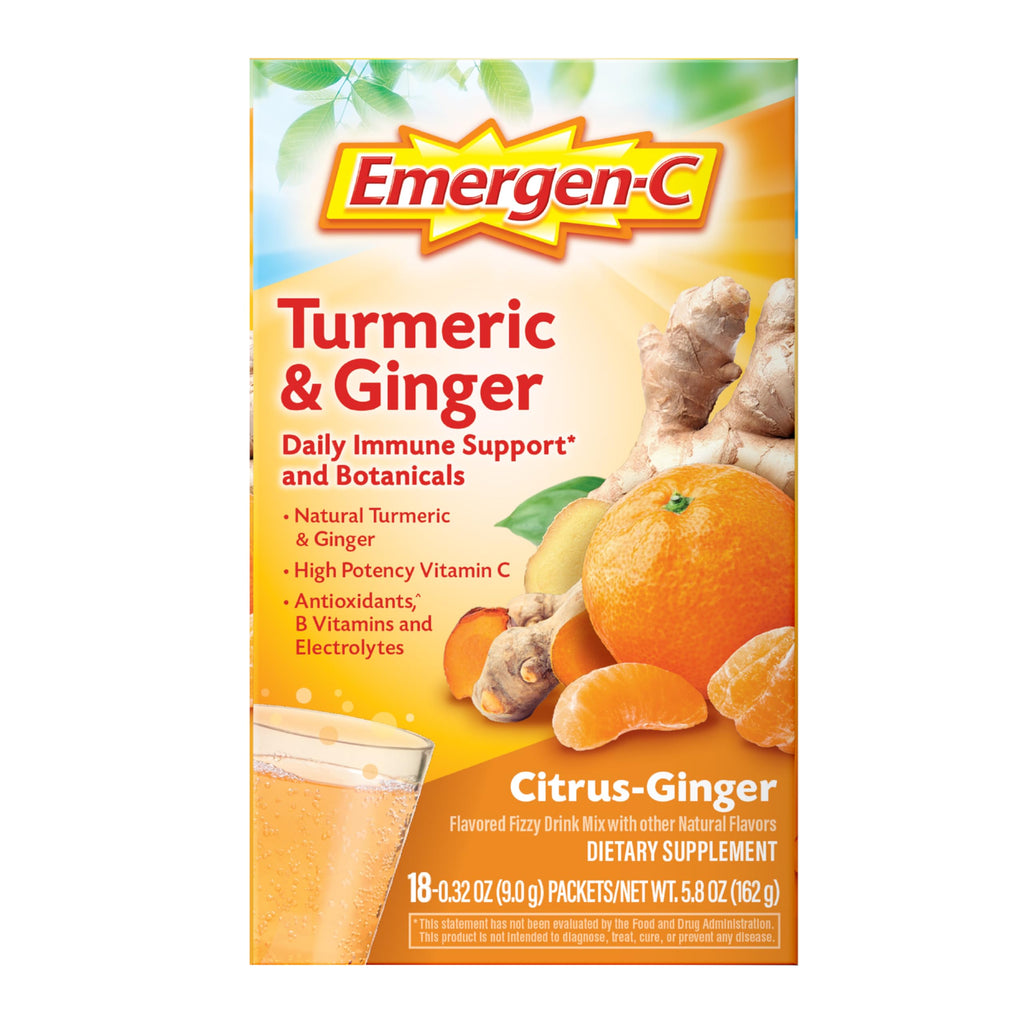 Emergen-C Citrus-Ginger Fizzy Drink Mix, Turmeric and Ginger, Immune Support, Natural Flavors