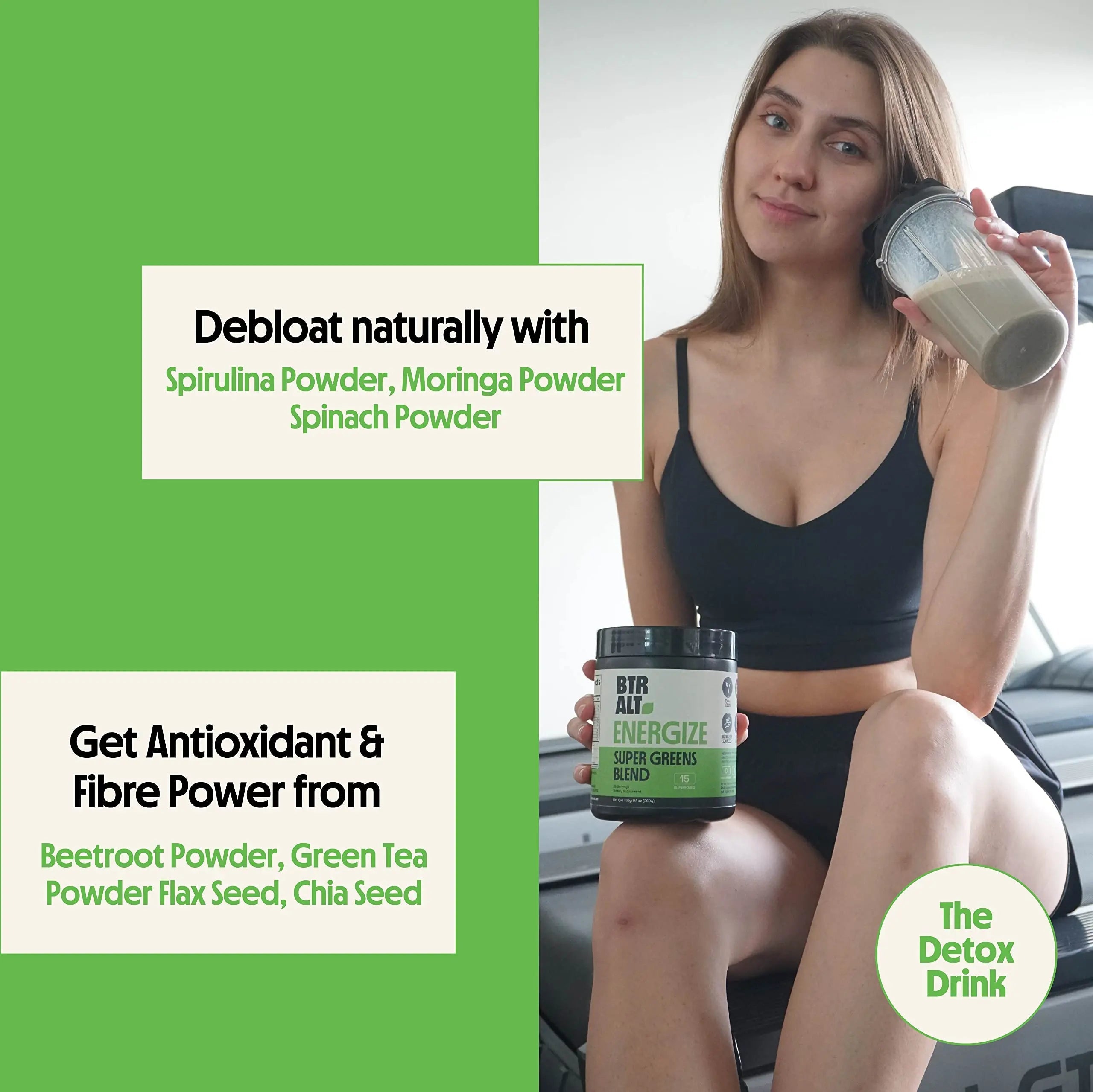 Better Alt Greens Powder, Helps Reduce Bloating, 15 Super Greens- Blend of Spirulina Better Alt Au supplements