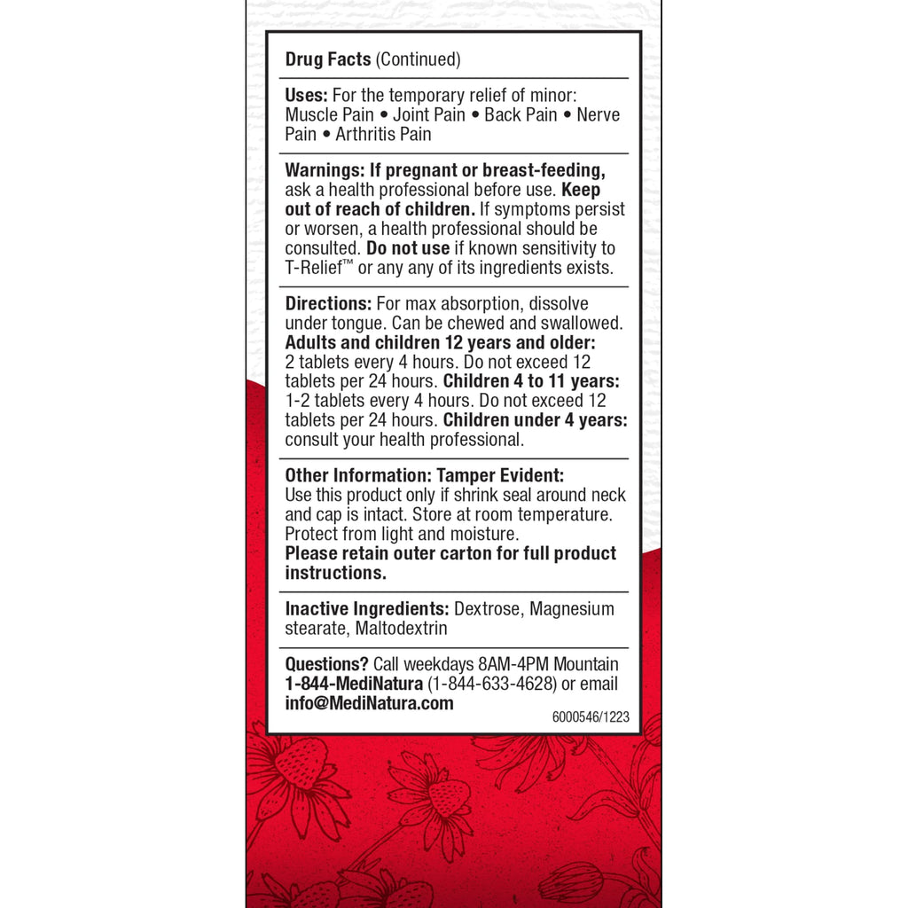 MediNatura T-Relief Arnica +12 Natural Actives - Whole Body Fast-Acting Formula for Women & Men - 100 Tablets MediNatura Au supplements
