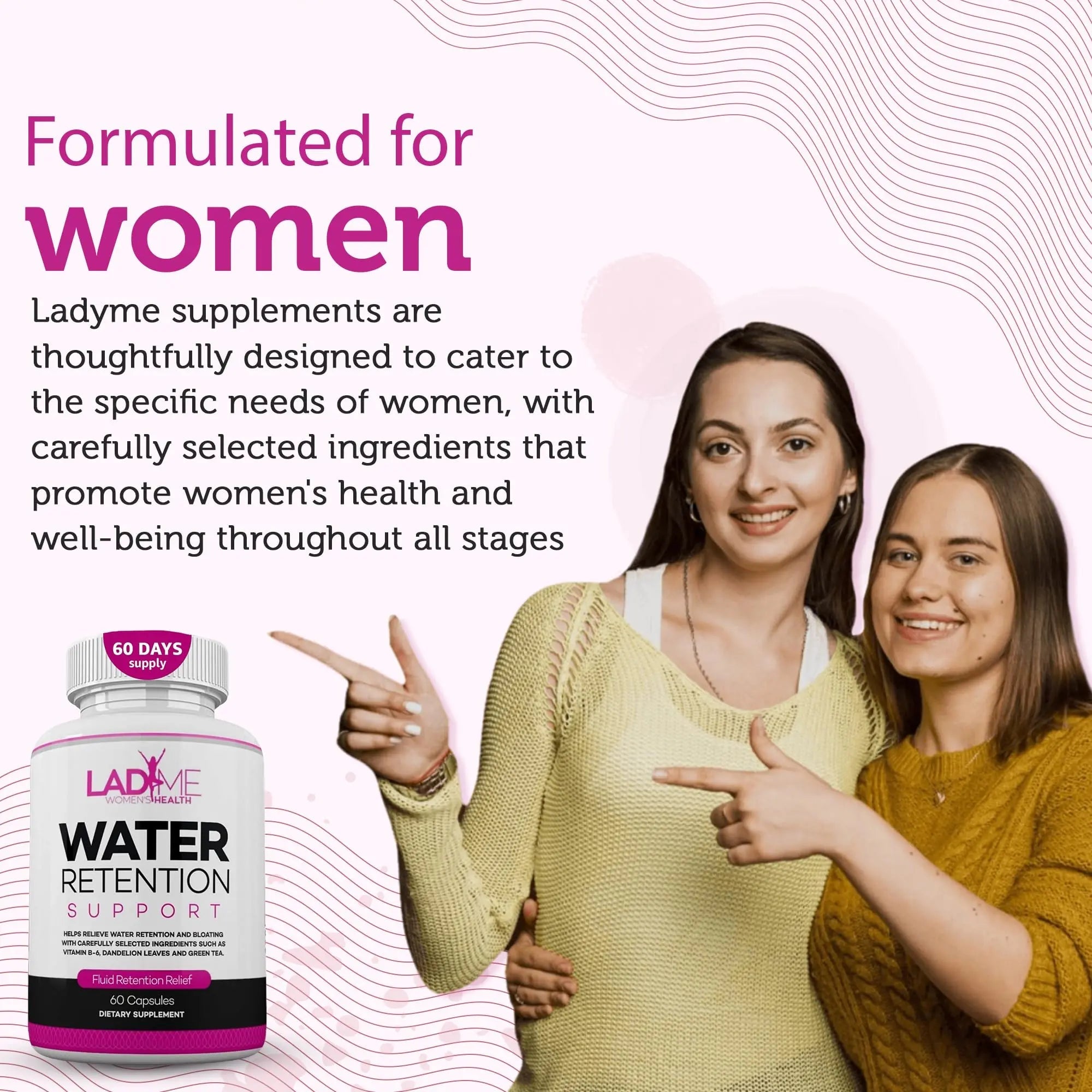 Water Retention Pills for Women Bloating Relief with Vitamin B6, Dandelion & Green Tea Natural LADYME WOMEN'S HEALTH Au supplements