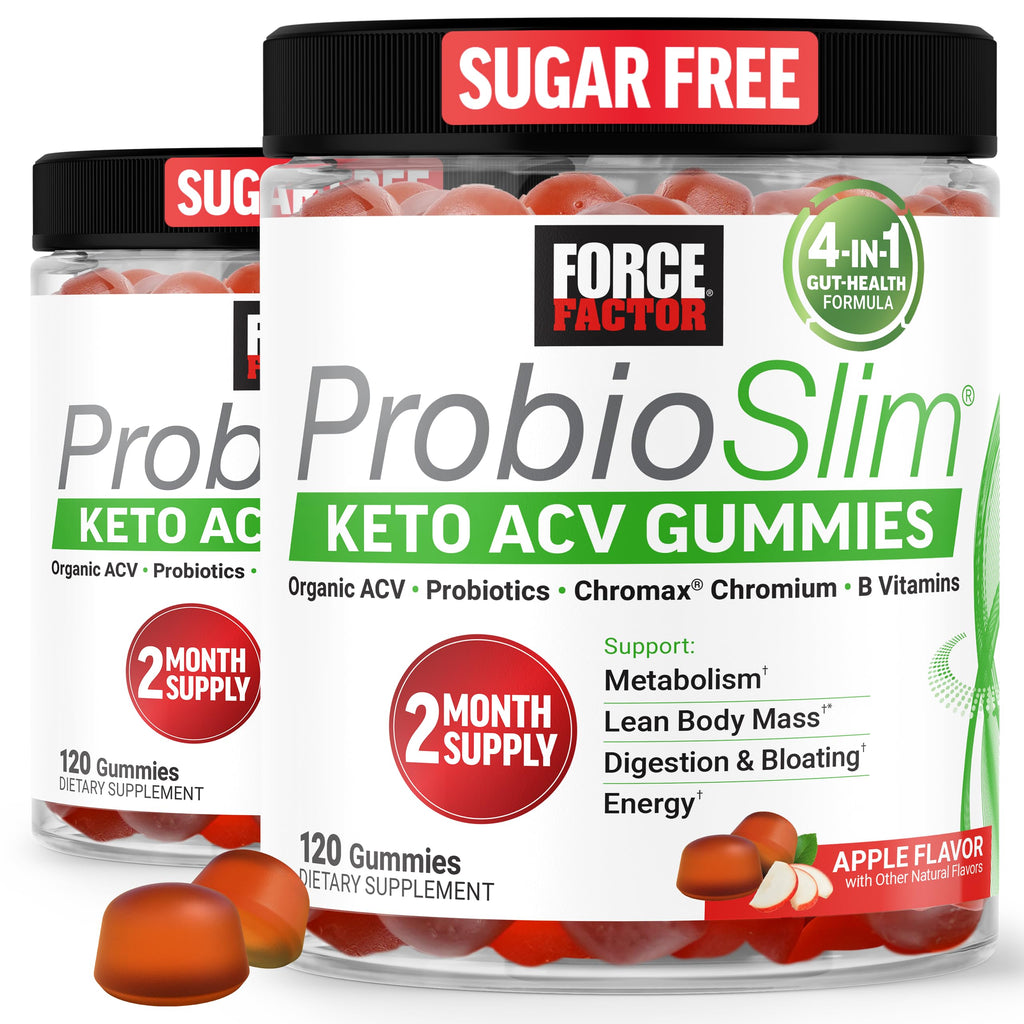 Force Factor ProbioSlim Apple Cider Vinegar Gummies, Keto ACV Gummies with LactoSpore Probiotics & Prebiotics to Support Digestion, Metabolism & Immune Health,