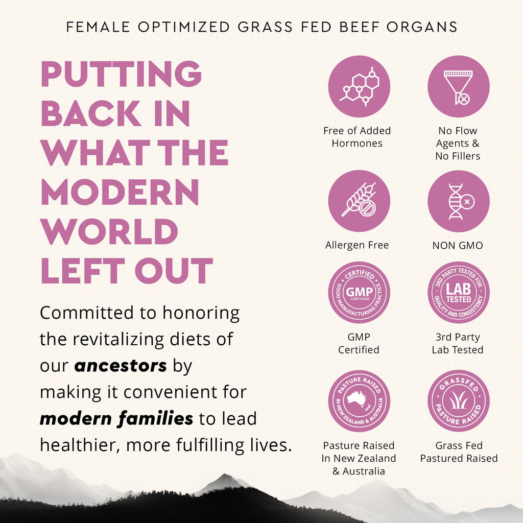 Beef Organ Supplement for Women – Supports Hormone Balance, Energy & Wellness – Grass Fed, Pasture Raised Superfood – Liver, Heart, Kidney, Bone Marrow – Collagen, CoQ10, B12 – Female Support Blend Ancestral Supplements Au supplements