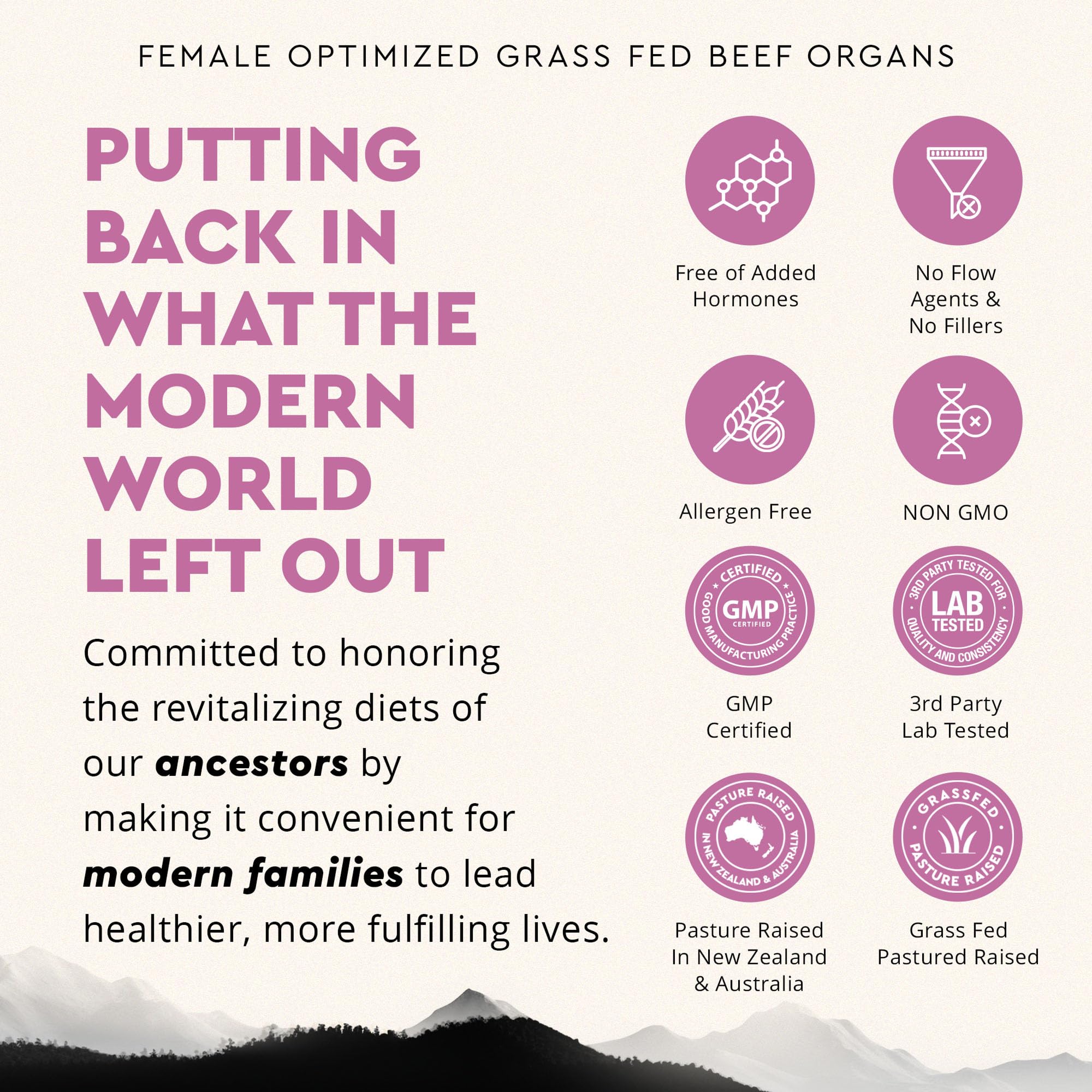 Beef Organ Supplement for Women – Supports Hormone Balance, Energy & Wellness – Grass Fed, Pasture Raised Superfood – Liver, Heart, Kidney, Bone Marrow – Collagen, CoQ10, B12 – Female Support Blend Ancestral Supplements Au supplements