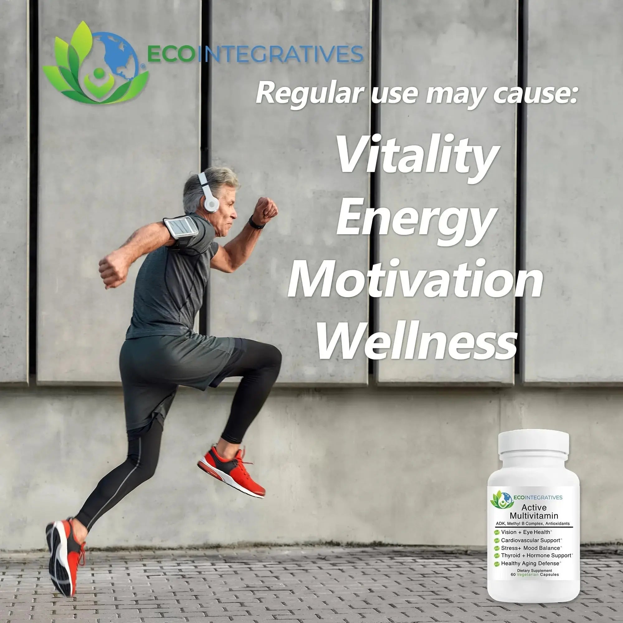 EcoIntegratives Active Multivitamin | ADK, Methyl B Complex, Antioxidants | Quatrefolic Folate, Methyl B12, P5P, Vitamin D3, K1/K2 | EcoIntegratives Au supplements