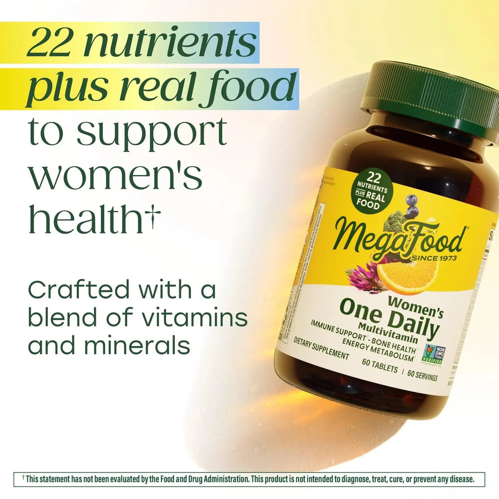MegaFood Womens Multivitamin One Daily - Multivitamin for Women - Vitamin C, Vitamin D, Iron & B Vitamins - Bone, Energy Metabolism & Immune Support - Vegetarian, GlutenFree - 90 Tablets, 90 Servings MegaFood Au supplements