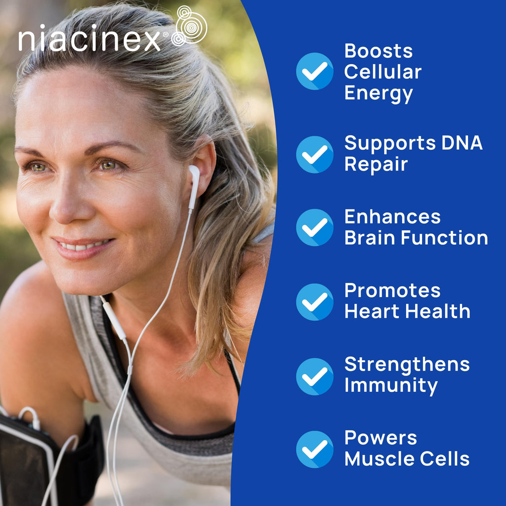 Niacinex NAD+ Supplement - 600mg Pure Nicotinamide Riboside (NR) - Healthy Aging, Mental Clarity & Energy Booster - Cell Regeneration Supplements for Women and Men - 60 NAD Plus Capsules - Made in USA Niacinex Au supplements