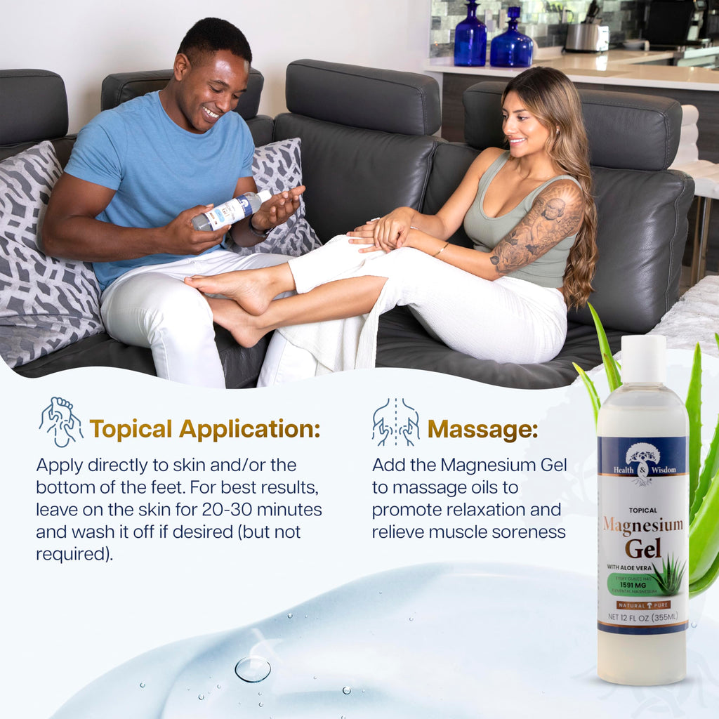 Health and Wisdom Pure Magnesium Gel with Seaweed Extract and Aloe Vera - Topical Muscle & Joint Relief- Natural and Pure Skin & Scalp Moisturizing - Enhanced Absorption - 12 Fl oz Health and Wisdom Au supplements