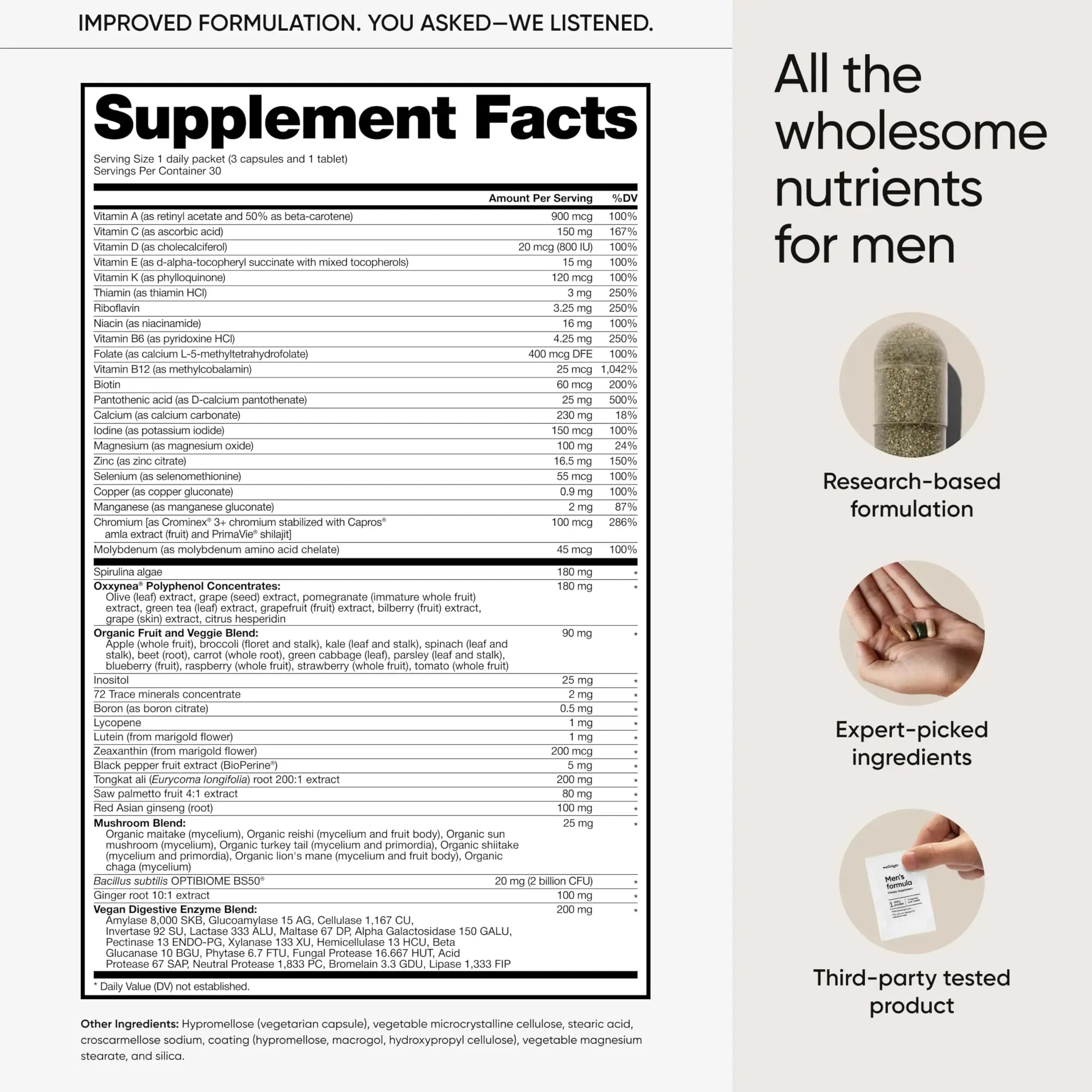 meOrigin Multivitamin for Men, All-in-One Supplement Complex with Zinc, Vitamin D, C, B12, Saw Palmetto, Biotin, Selenium meOrigin Au supplements