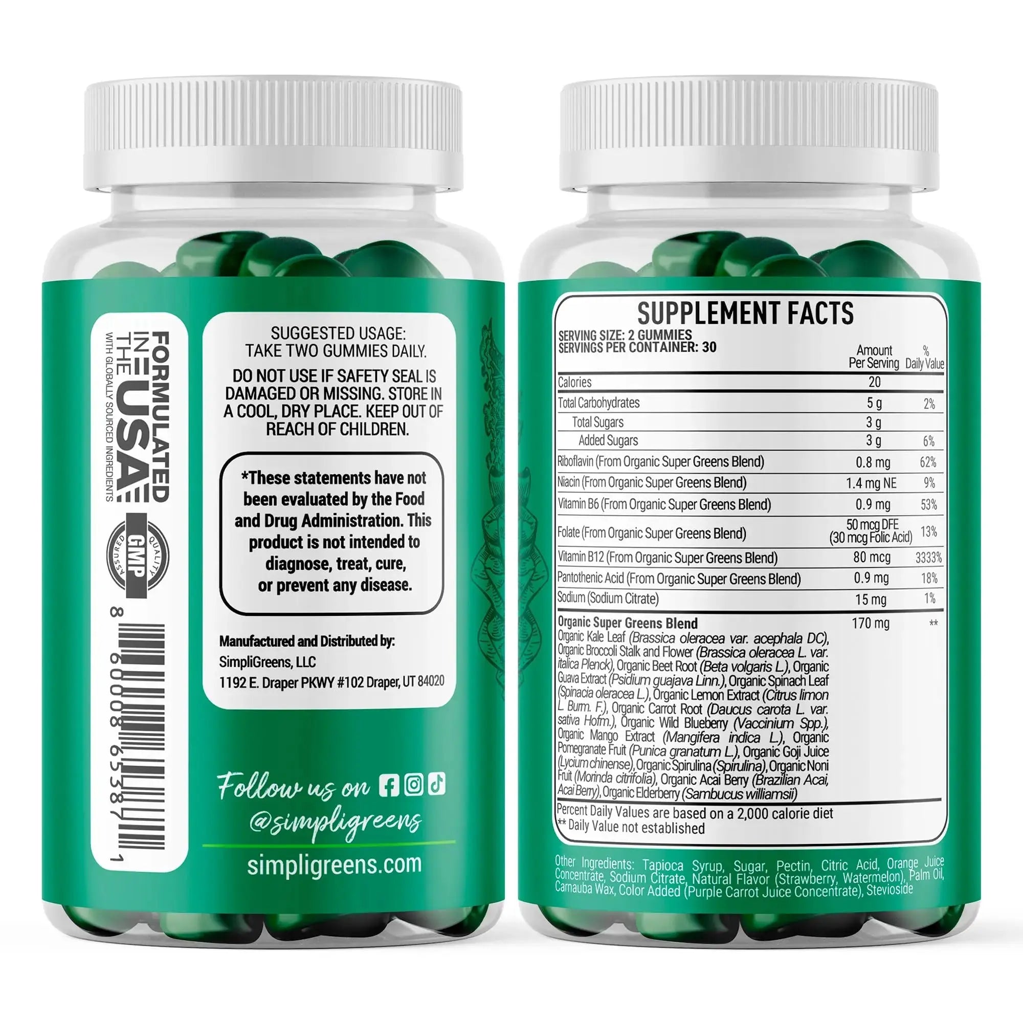 SIMPLI GREENS Vegan Superfood Gummies Supplement – 60 Count – Nutrient-Rich Gummy Vitamins – Supports Overall Wellness SIMPLI GREENS Au supplements