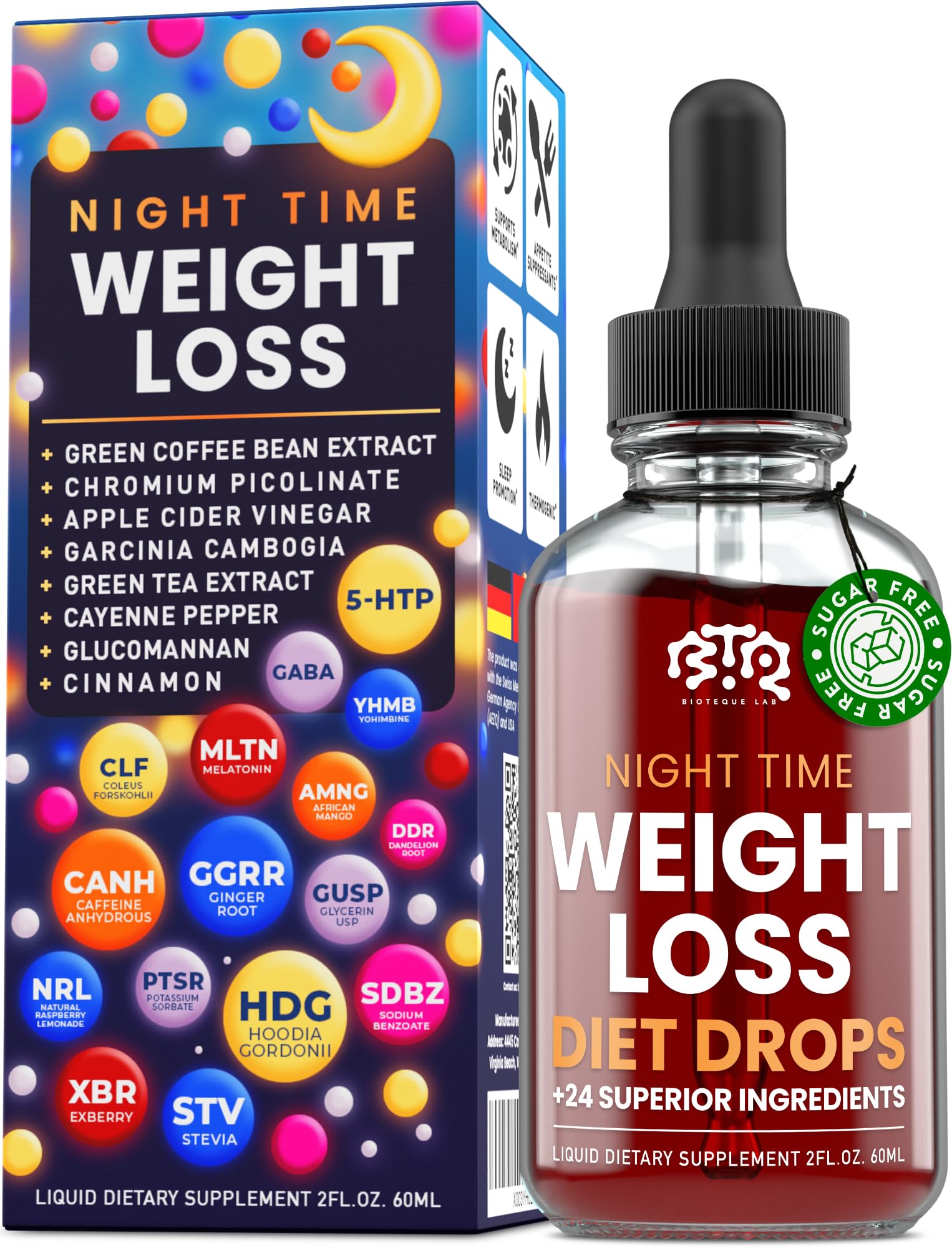 BIOTEQUELAB Night Time Weight Loss Diet Drops - Appetite Control, Fat BIOTEQUELAB Au supplements