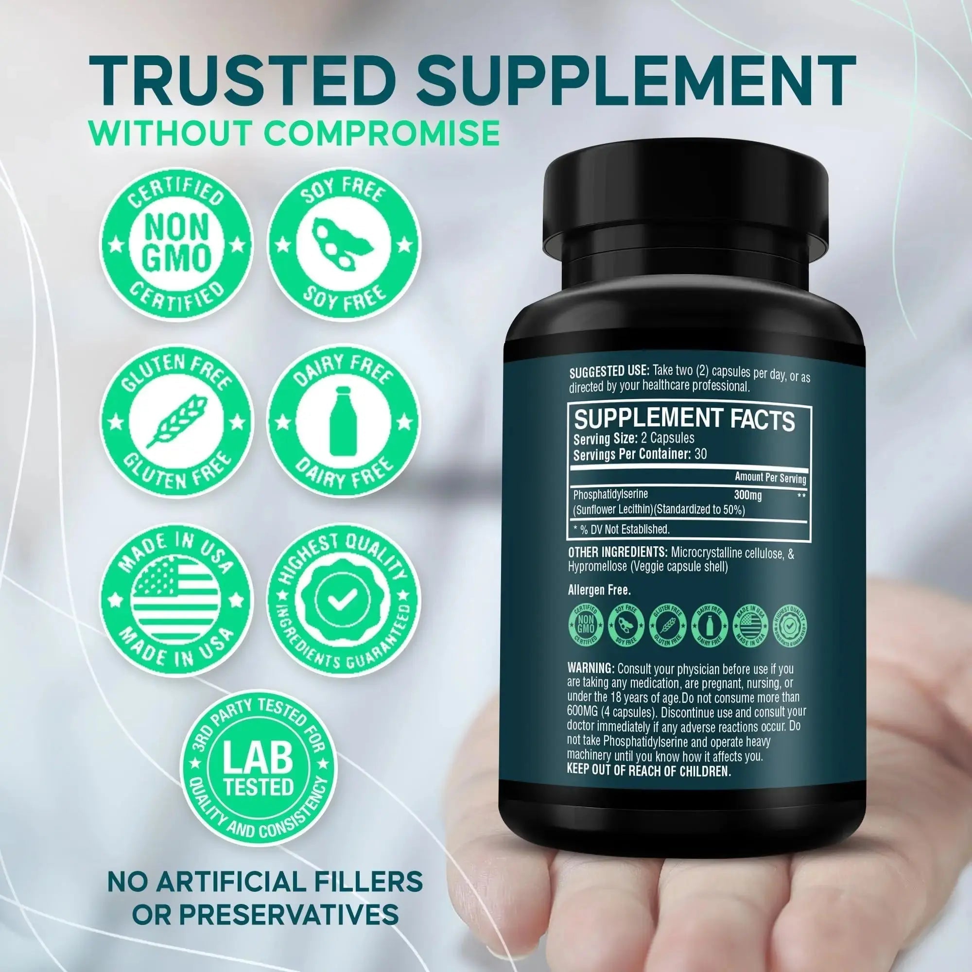 Phosphatidylserine Supplement – Premium Nootropic for Brain Health, Memory, Focus & Stress Support – 300mg Sunflower Lecithin NeuroGuard Au supplements