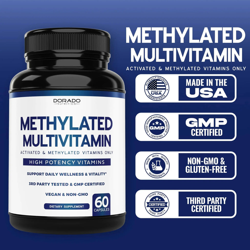 Methylated Multivitamin (Methylated and Activated Vitamins Only - Methylated B Complex with Trimethylglycine (TMG) and Methylfolate) DORADO NUTRITION Au supplements