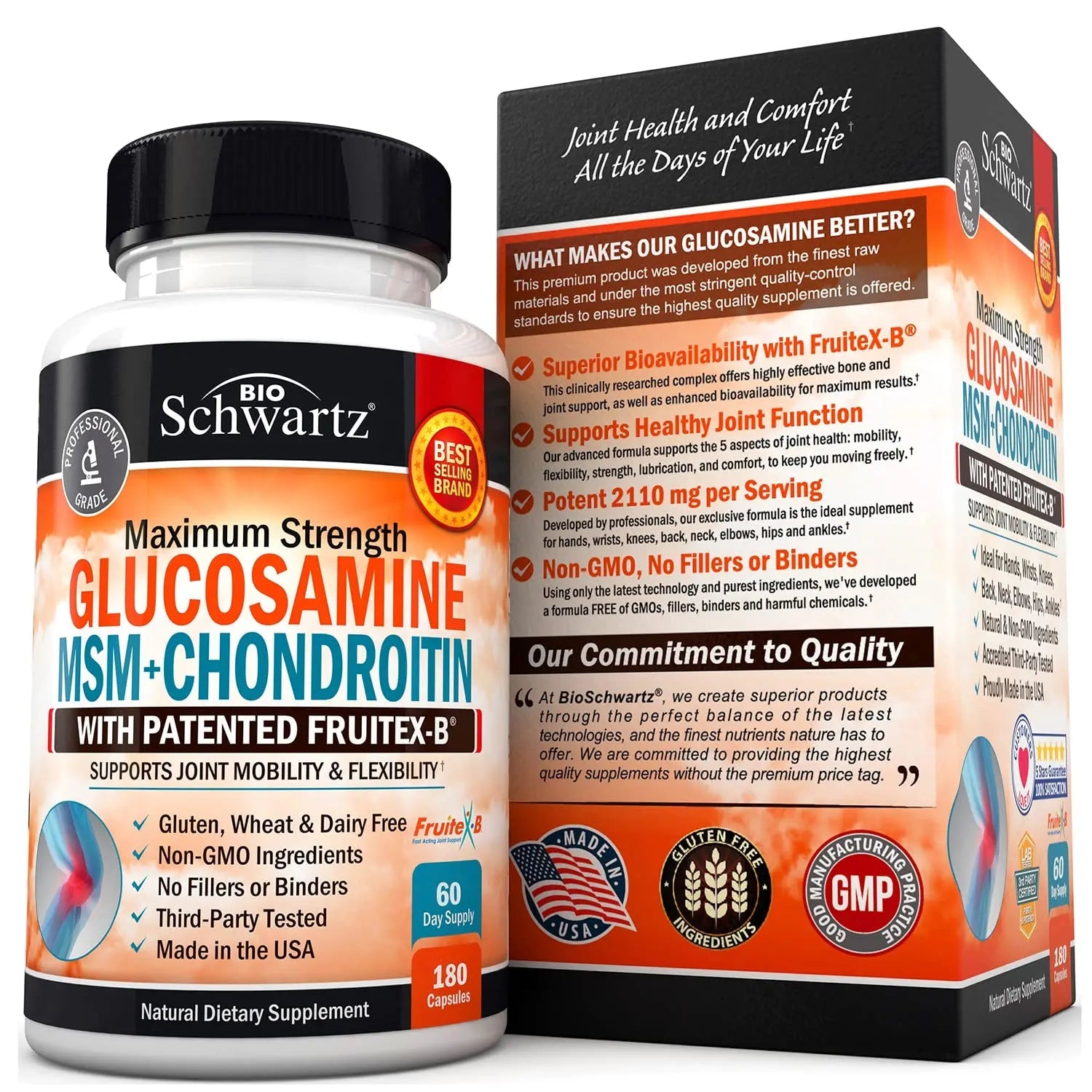 Glucosamine Chondroitin MSM 2110mg - Joint Support Supplement with Turmeric BioSchwartz Au supplements
