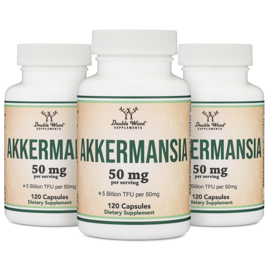 Akkermansia Probiotic and Postbiotic (Increases GLP-1 Production) 120 Capsules, 50mg per Serving (Third Party Tested to 5 Billion TFU per Serving, 50 Billion CFU per Gram) by Double Wood Double Wood Supplements Au supplements