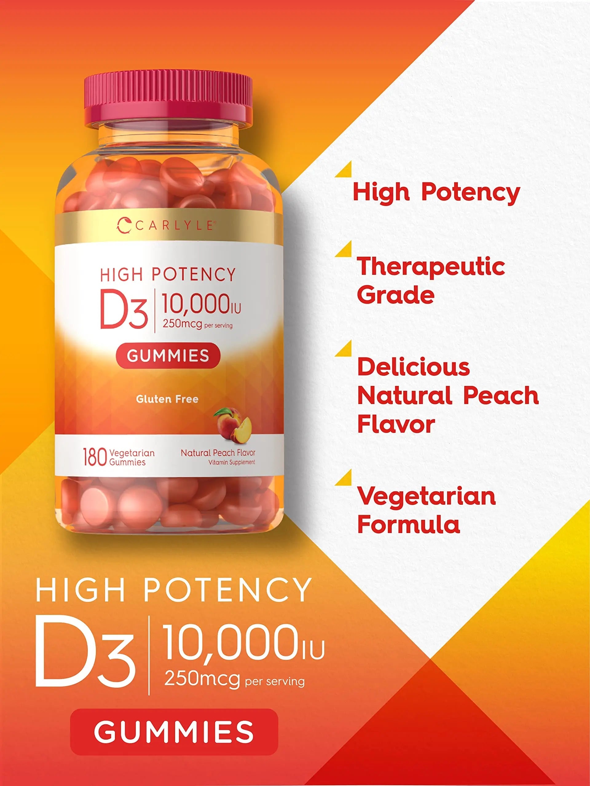 Carlyle Vitamin D3 Gummies | 10,000 iu | 180 Count | Vegetarian, Non-GMO Carlyle Au supplements